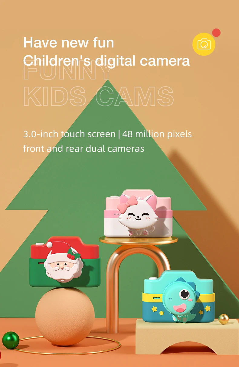 Christmas Photo Printer Digital Camera Touch Screen 4800W HD Dual Gift