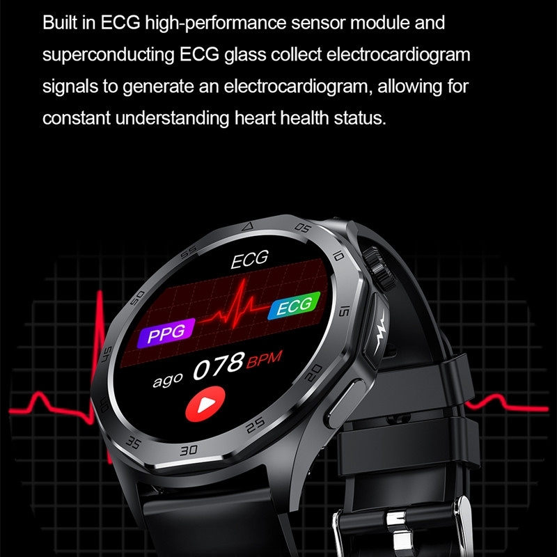 (Blue) Smart Watch Blood Sugar Diabetes Blood Fat Bluetooth Call Temperature Sleep Monitor Sports Tracker SOS