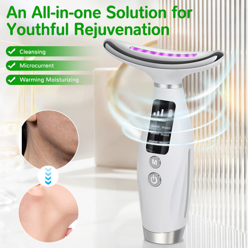 EMS Neck Face Lifting Beauty Device Neck Massager 7 Colors Multi Functional Beauty Instrument Wrinkles Removal Portable Facial Lift Skincare Machine