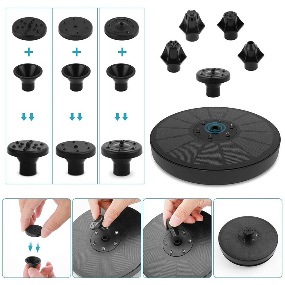 Solar Panel Powered Water Feature Plants Pump Garden Pool Pond Aquarium Fountain Water Pump with LED Lights