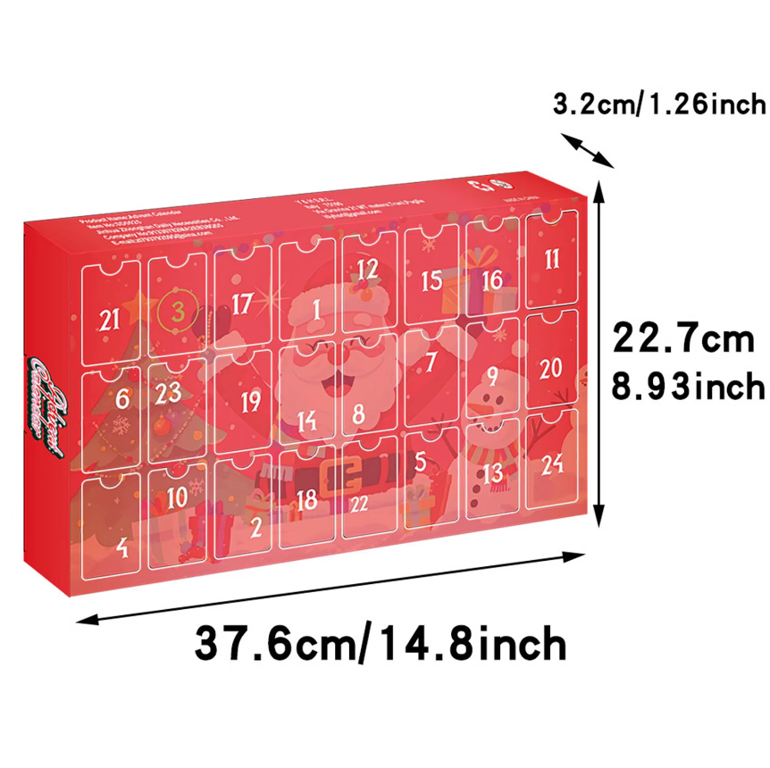 Advent Calendar Christmas Countdown Calendar 24PCS Collectible Christmas Doll Keychains Stocking Stuffers Kids Holiday Xmas Gift Box for Boys Girls