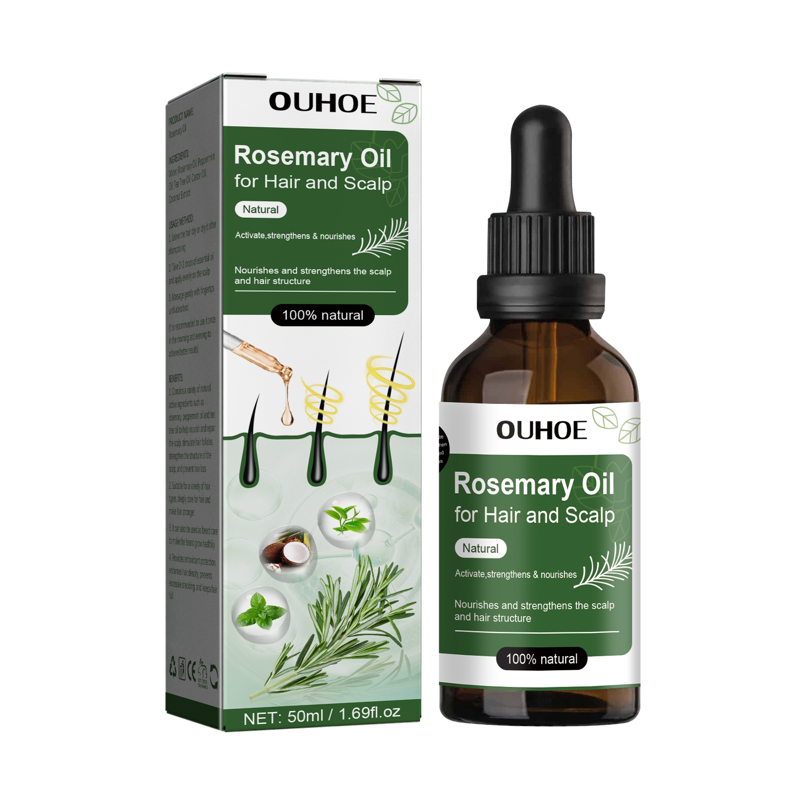 Rosemary Hair Growth Oil Hair Care Thickness Loss Deep Nourishing Scalp Care Strengthen Repair Damaged Oil Control For Men Women
