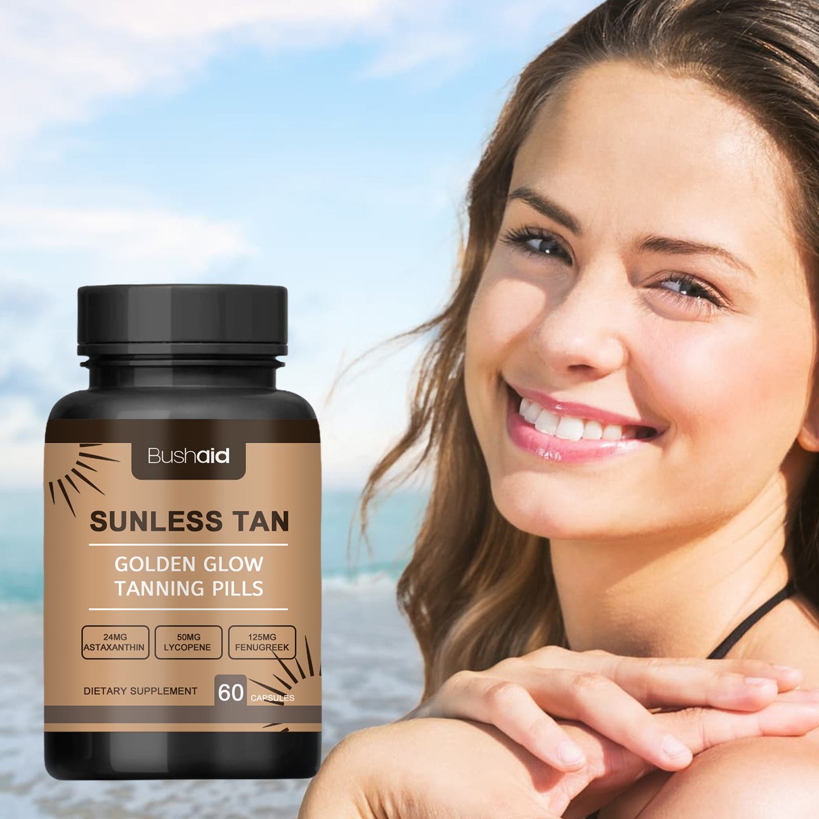 Sunless Tanning Pills Oral Golden Glow Tanning Capsules Accelerator Healthy Natural Safe Tan Tablets Daily Supplement 60pcs Pills