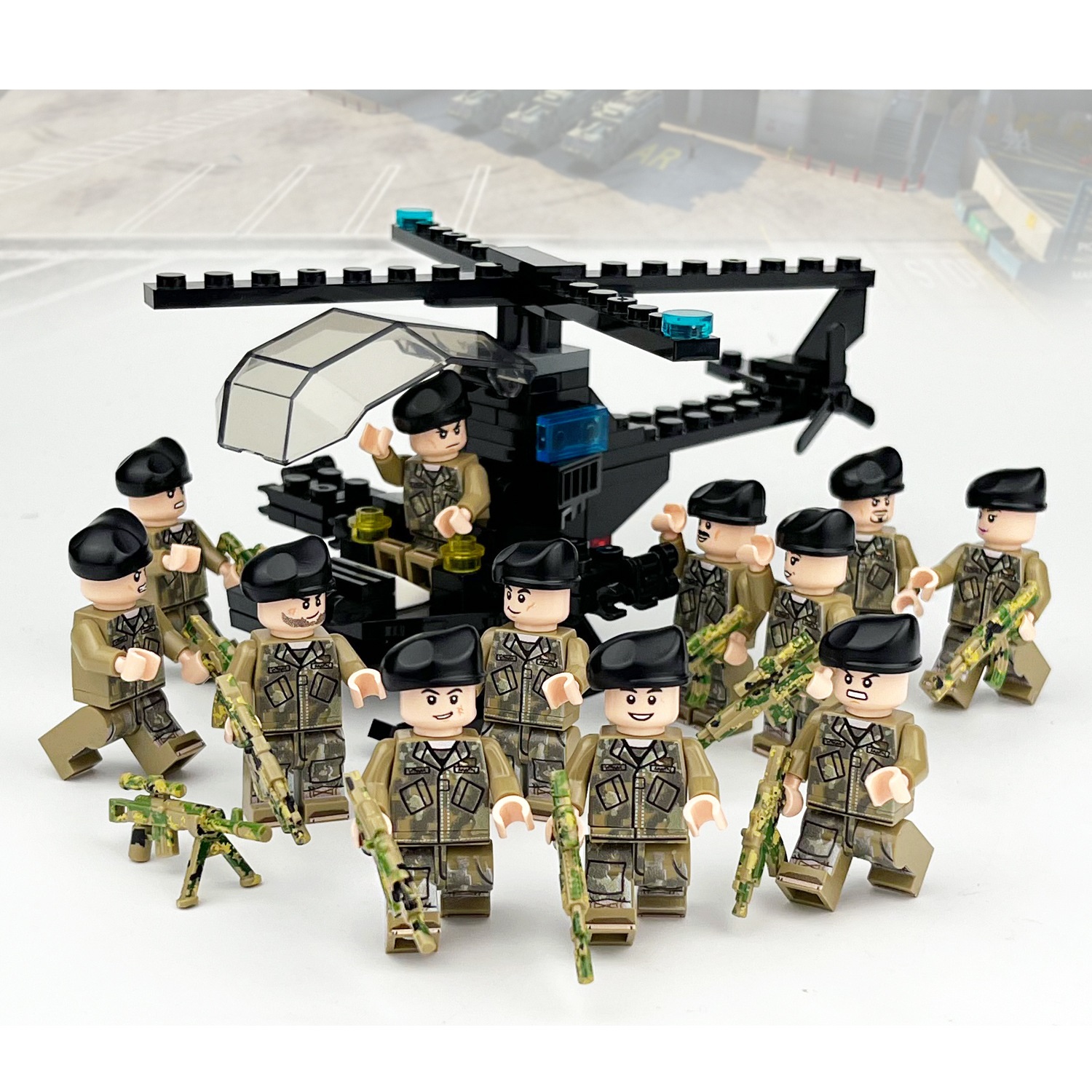 (B) Military Battle Building Brick Toy Collectible Airborne Assault Division Long Yan Special Forces Minifigure Great Gift for Teens