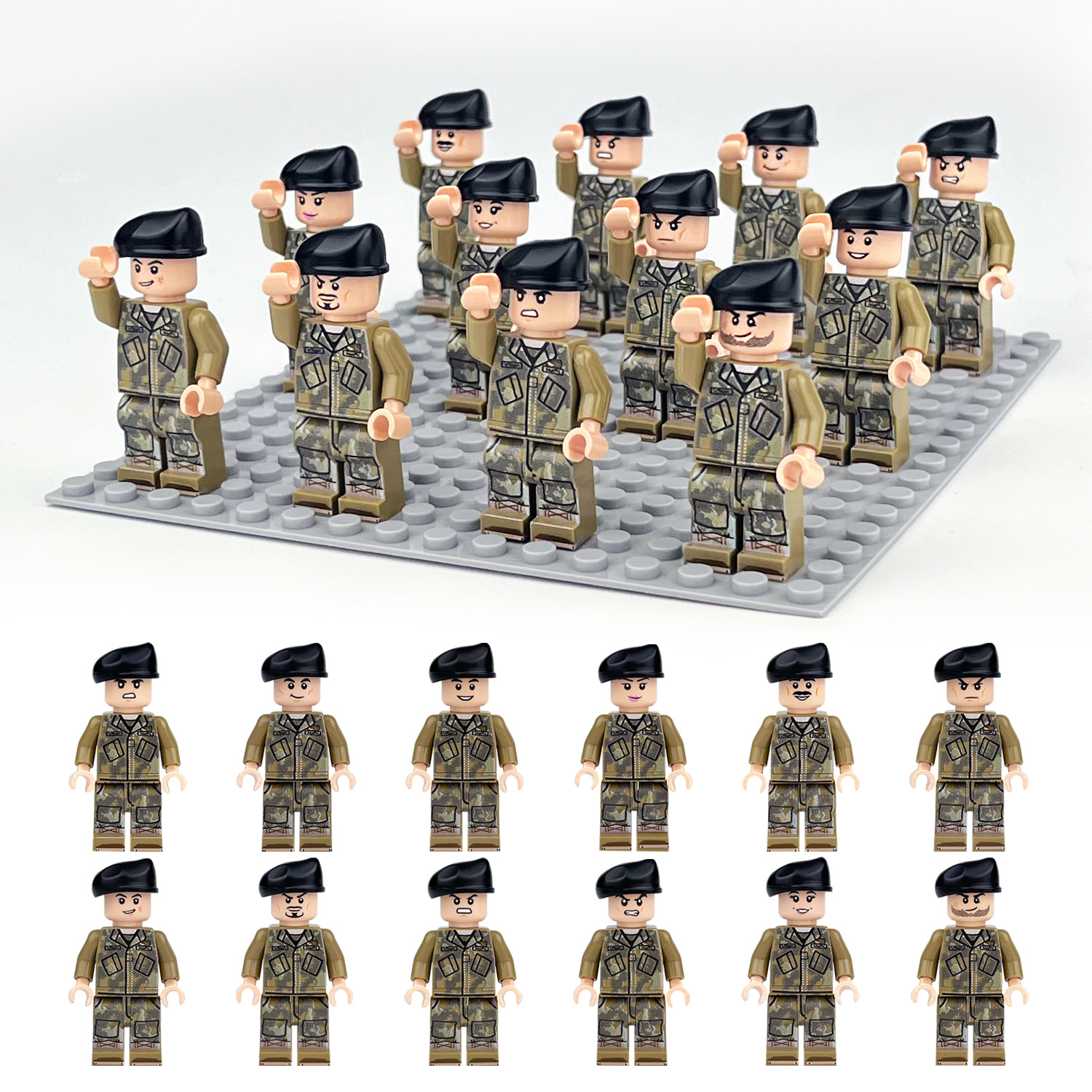 (B) Military Battle Building Brick Toy Collectible Airborne Assault Division Long Yan Special Forces Minifigure Great Gift for Teens