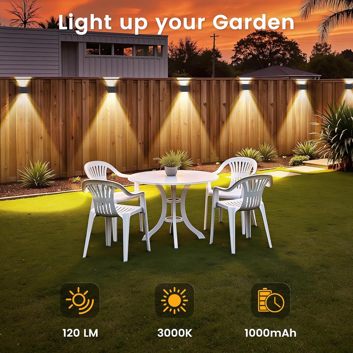 (Multicolor) Solar Fence Lights Outdoor 4 Pack Solar Up and Down Wall Lights Warm White Waterproof IP67 3 Light Modes Auto On/Off for Garden Fence Patio Yard