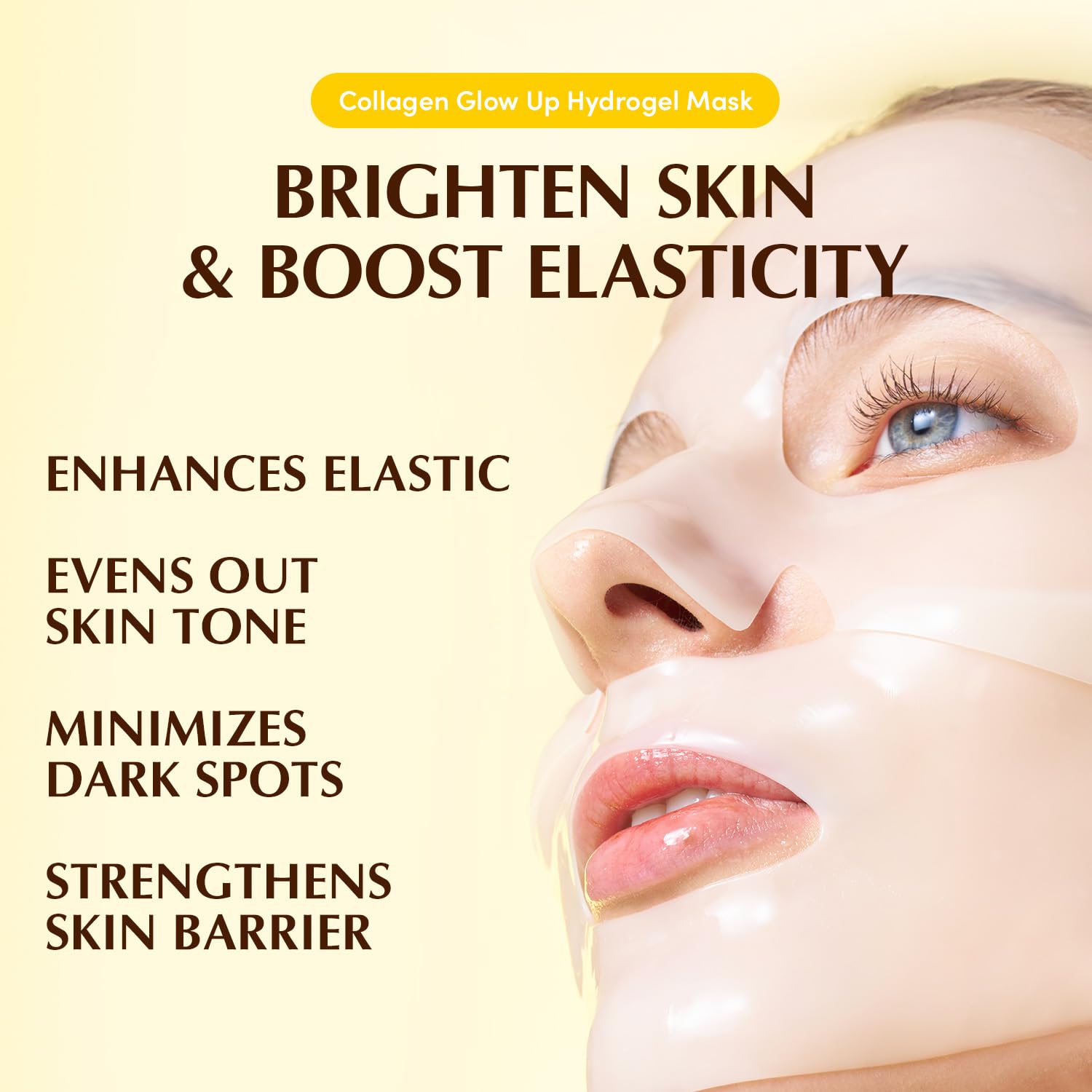 EQQUALBERRY Collagen Glow Up Mask Niacinamide Low Molecular Collagen for Brightening and Radiance Boosting Korean Collagen Face Mask for Glass Skin 4 Sheets