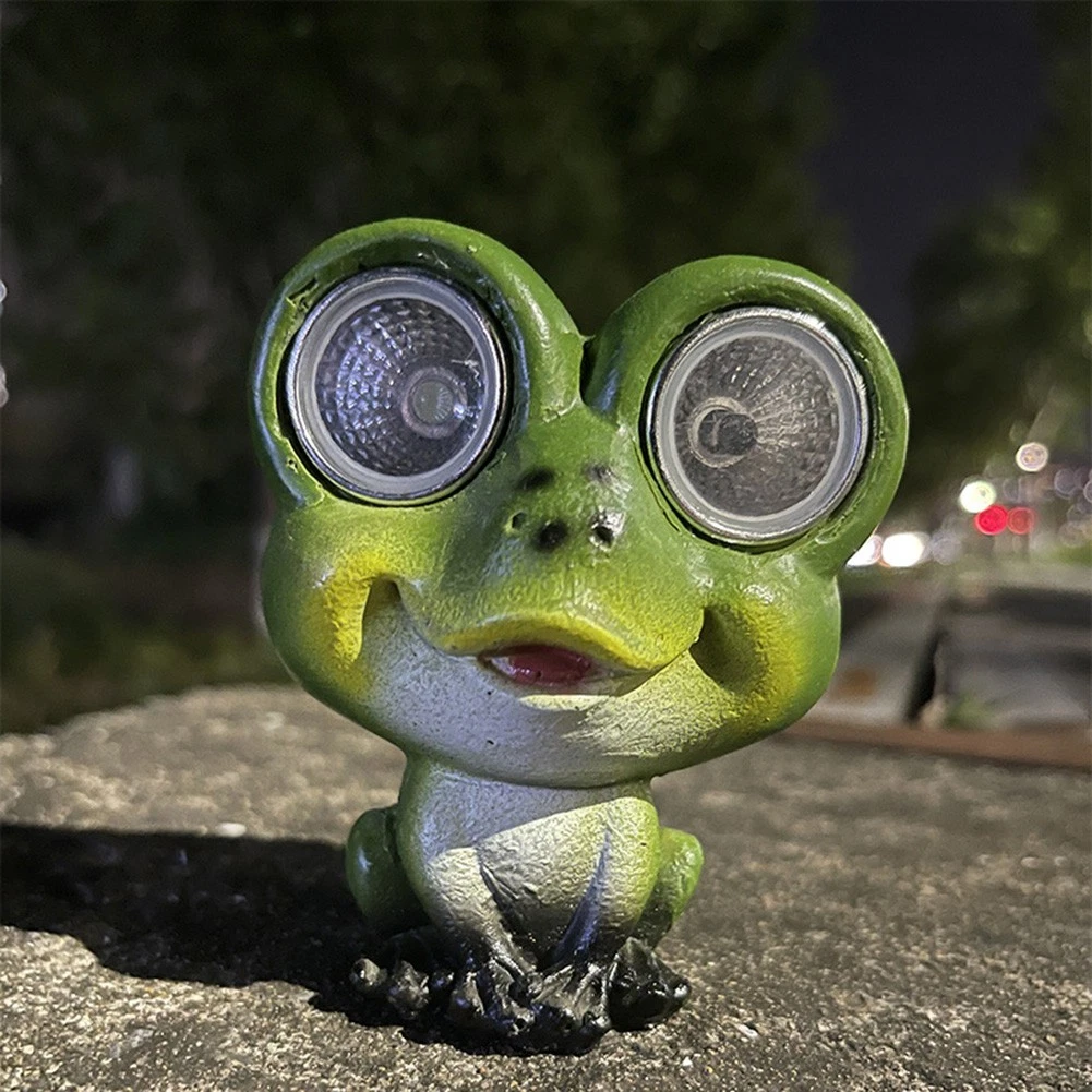 LED Lights Garden Bird Frog Lamps Solar Powered Resin Outdoor Figurines