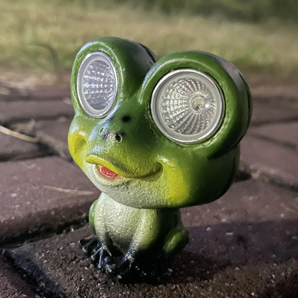 LED Lights Garden Bird Frog Lamps Solar Powered Resin Outdoor Figurines