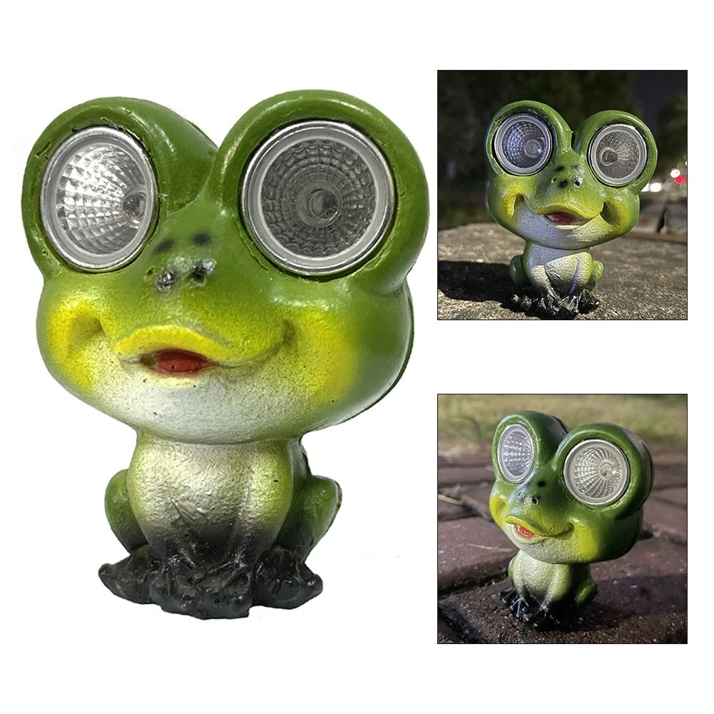 LED Lights Garden Bird Frog Lamps Solar Powered Resin Outdoor Figurines