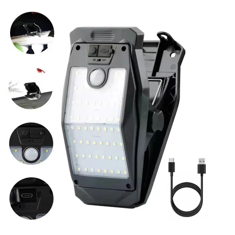 (2 PCS)  Clip On Solar Lights Outdoor Waterproof 58 LED Motion sensing USB Charging Fence Lamp for Garden Yard Patio