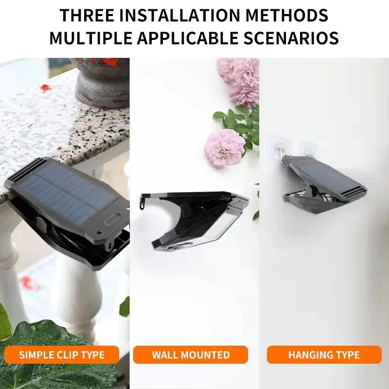(2 PCS)  Clip On Solar Lights Outdoor Waterproof 58 LED Motion sensing USB Charging Fence Lamp for Garden Yard Patio