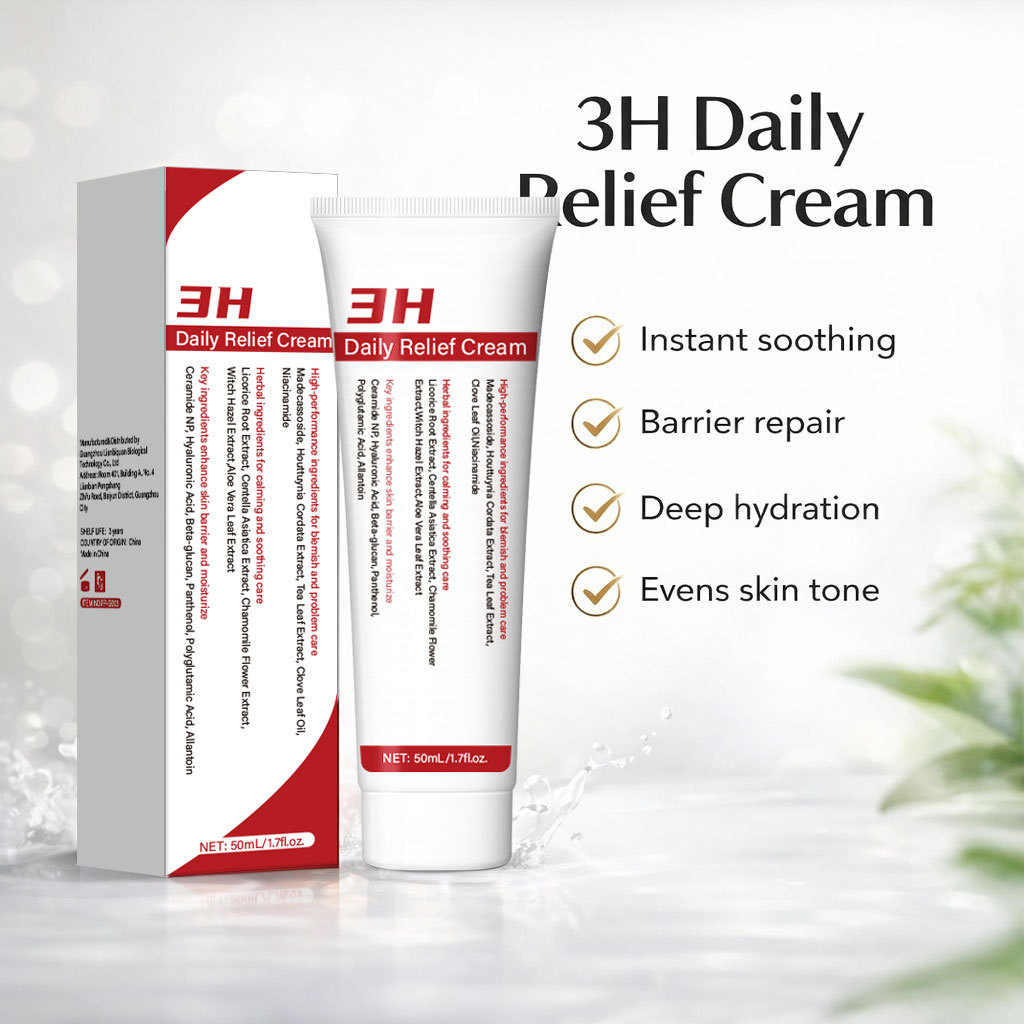 3H Daily Soothing Cream Instant Soothing Barrier Repair Deep Hydration Even Skin Tone Daily Face Moisturizer 50ml