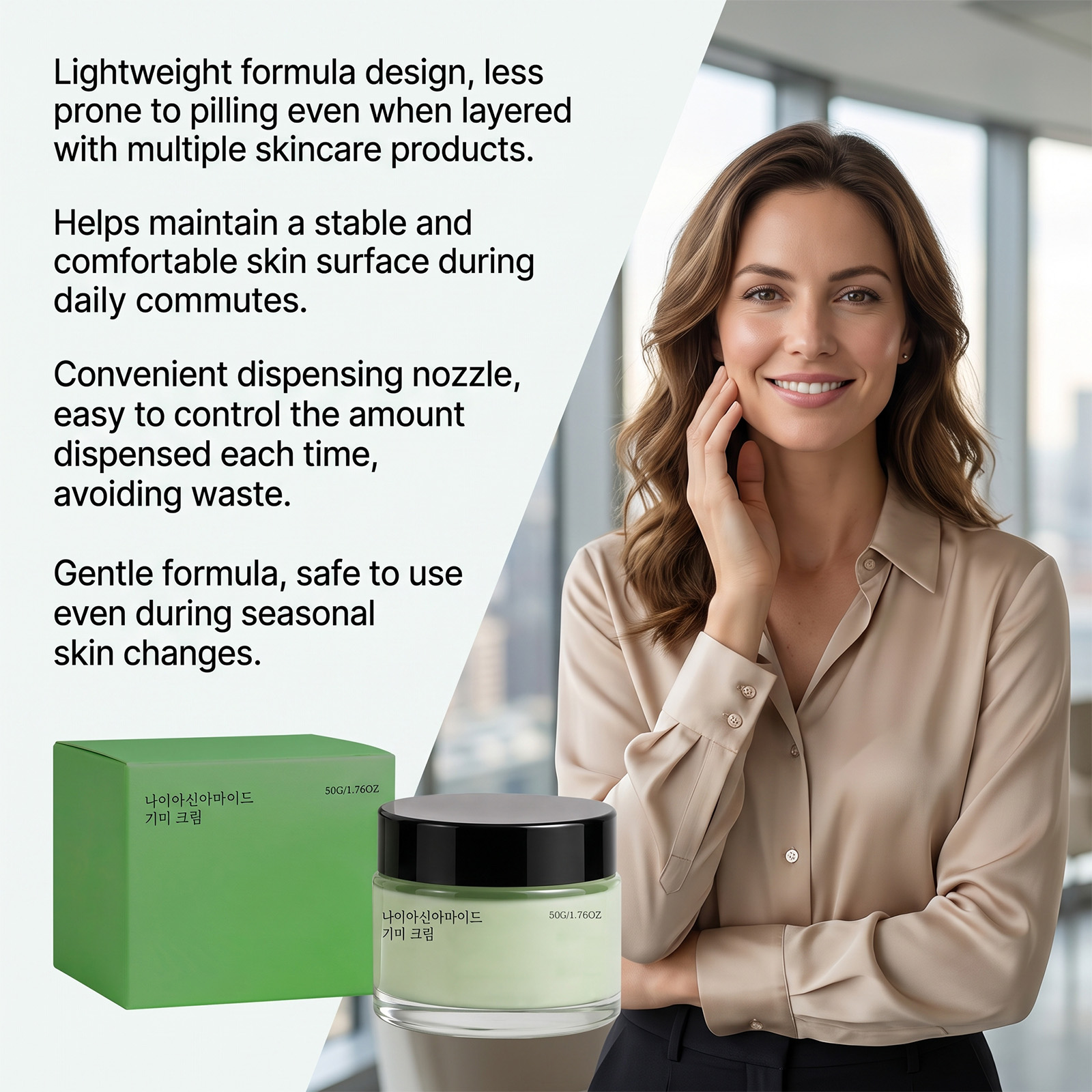 Nicotinamide Moisturizing Cream Softens Skin Balances Brightens Complexion Hydrates Nourishes Refreshes Moisturizes Facial Tone Care Lotion