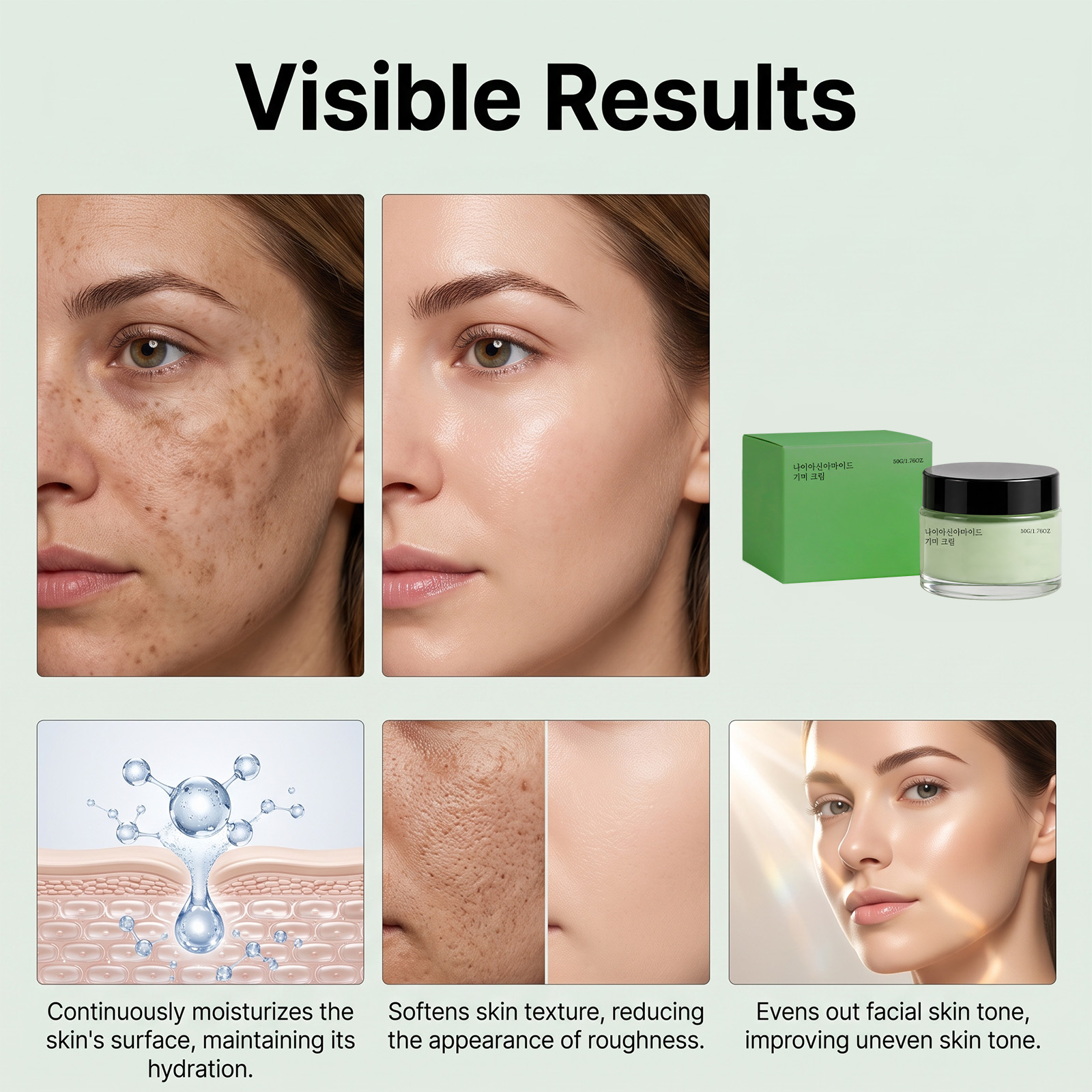 Nicotinamide Moisturizing Cream Softens Skin Balances Brightens Complexion Hydrates Nourishes Refreshes Moisturizes Facial Tone Care Lotion