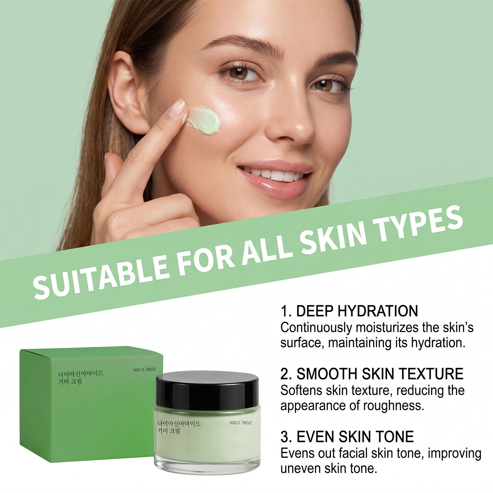 Nicotinamide Moisturizing Cream Softens Skin Balances Brightens Complexion Hydrates Nourishes Refreshes Moisturizes Facial Tone Care Lotion