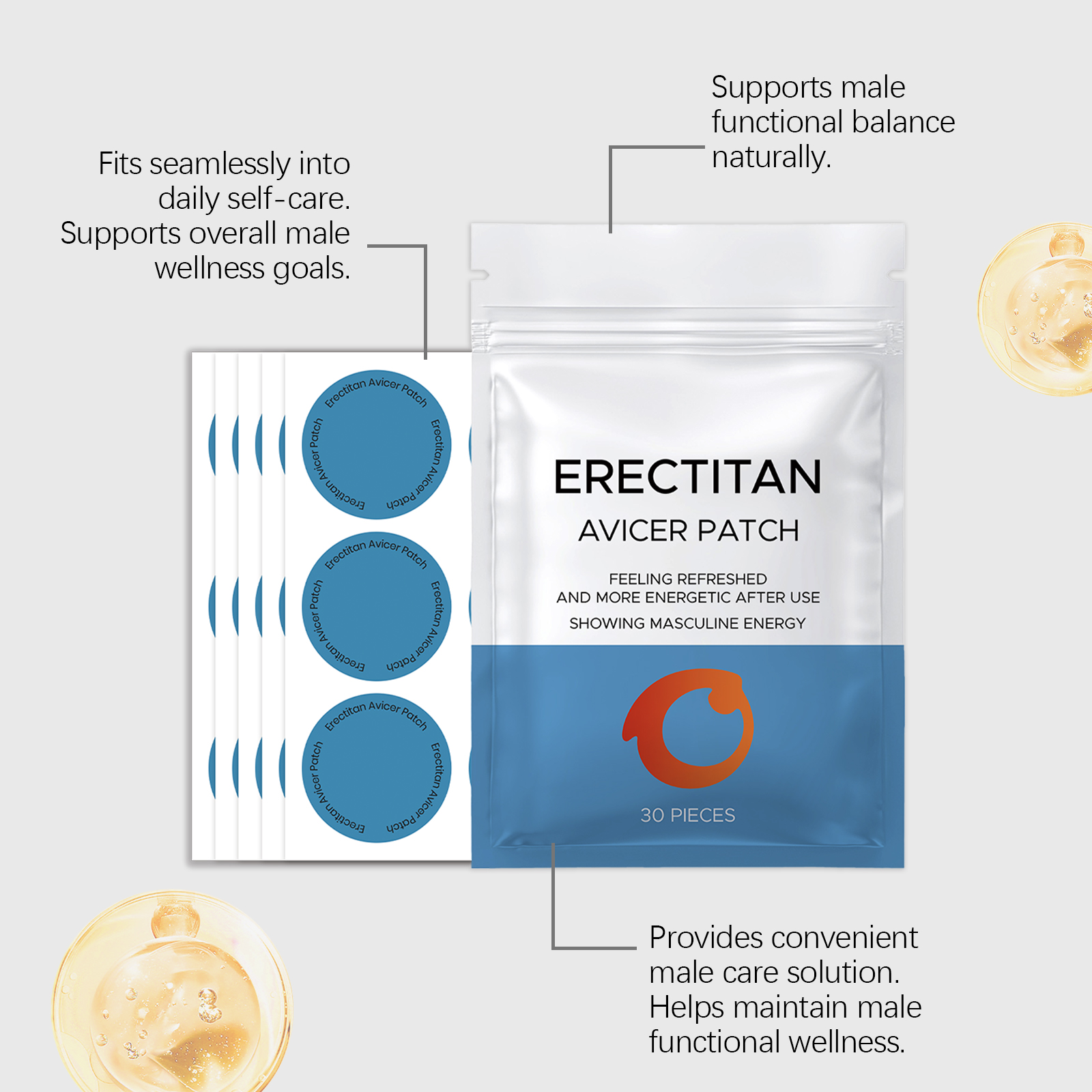 Male Care Comprehensive Patch Mild Formula Daily Care Mens Body Skin Comfort Condition External Use Patch Gentle Skin Nourish Maintain Healthy Surface