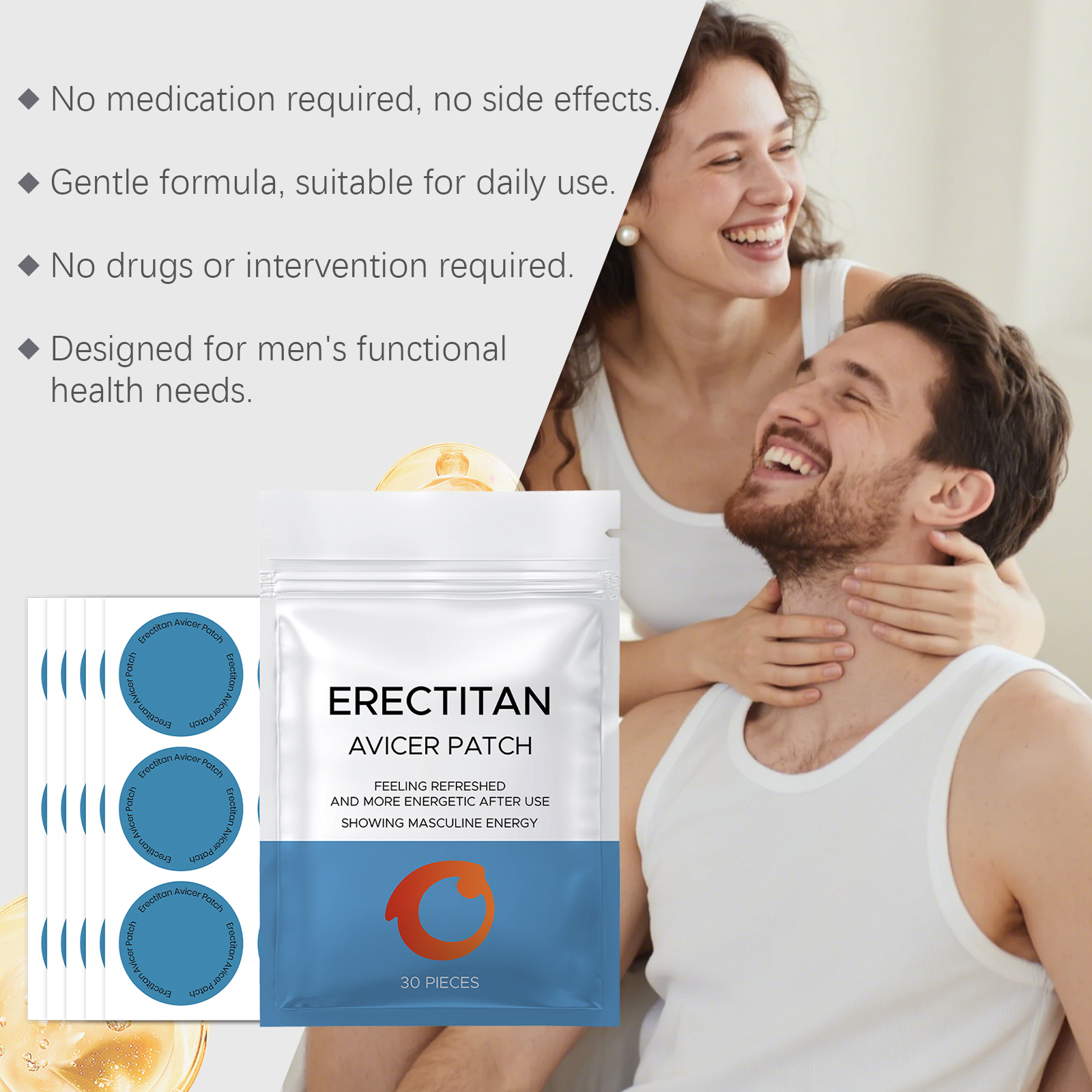 Male Care Comprehensive Patch Mild Formula Daily Care Mens Body Skin Comfort Condition External Use Patch Gentle Skin Nourish Maintain Healthy Surface