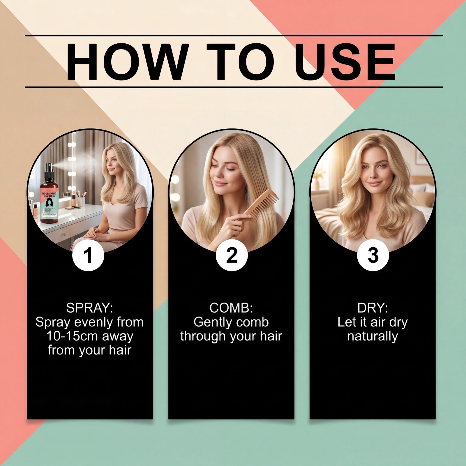 Moisturizing Wig Spray Smooth Silky Tangle Free Anti Frizzy Special Care For Human Synthetic Wigs Daily Styling Use