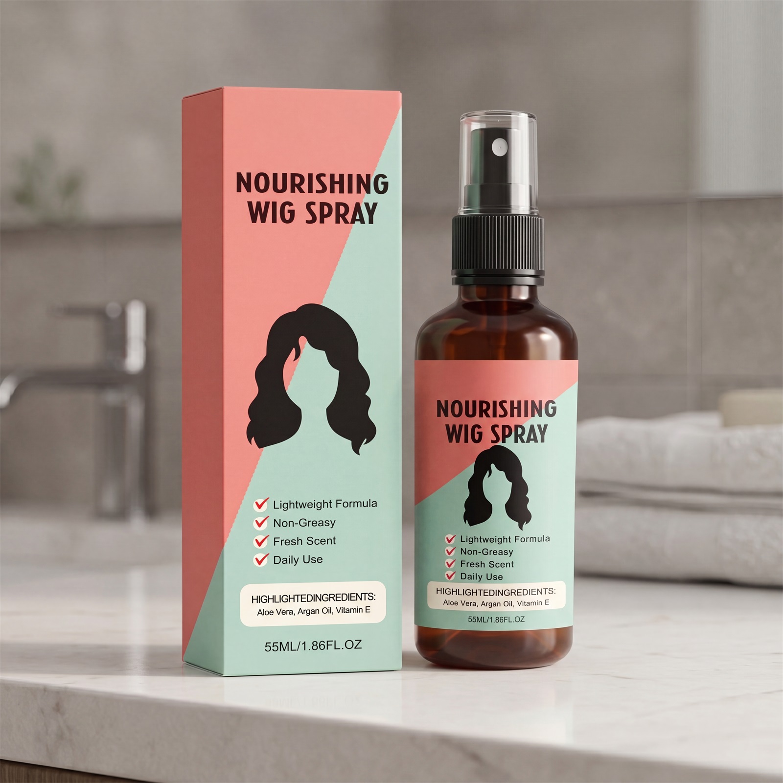 Moisturizing Wig Spray Smooth Silky Tangle Free Anti Frizzy Special Care For Human Synthetic Wigs Daily Styling Use