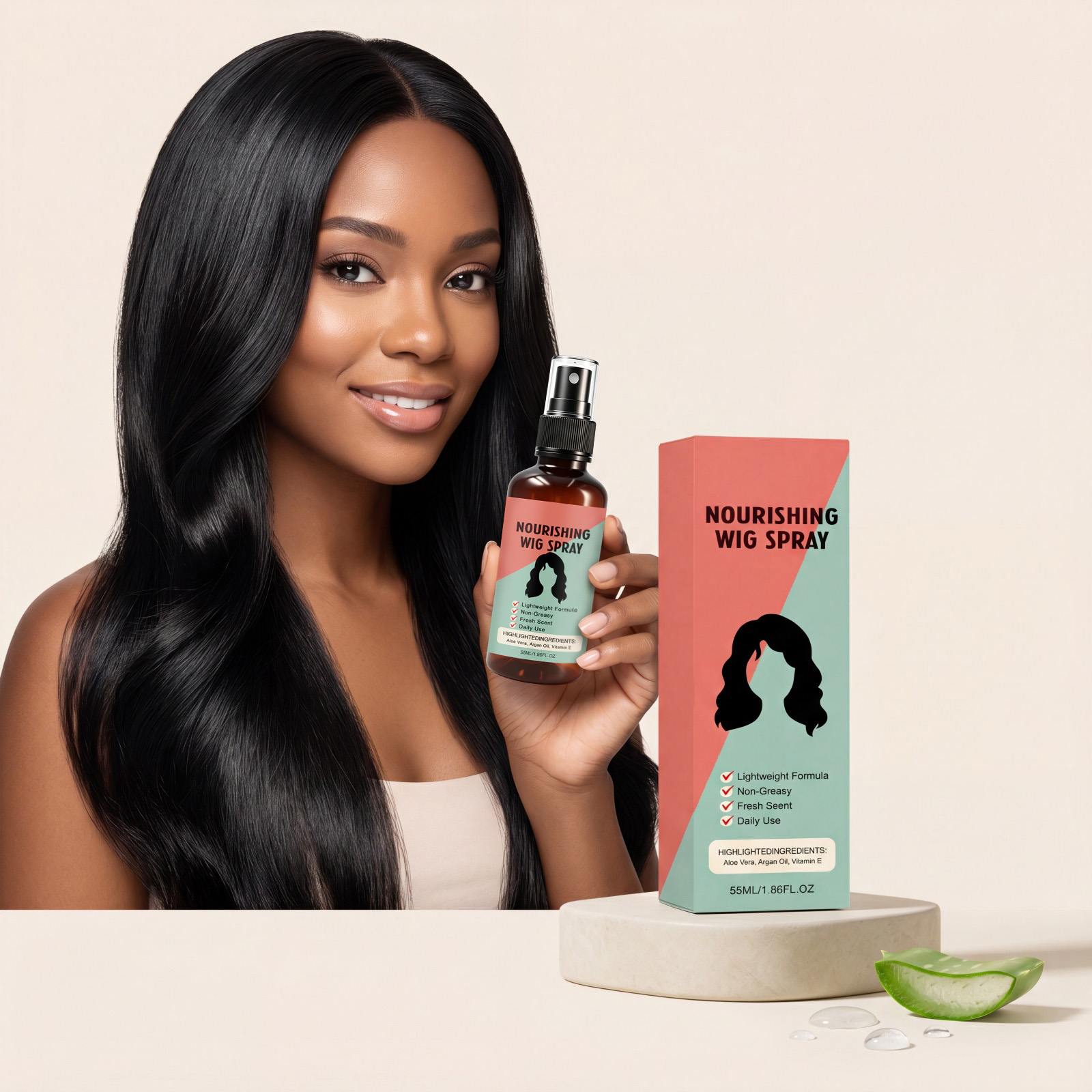 Moisturizing Wig Spray Smooth Silky Tangle Free Anti Frizzy Special Care For Human Synthetic Wigs Daily Styling Use