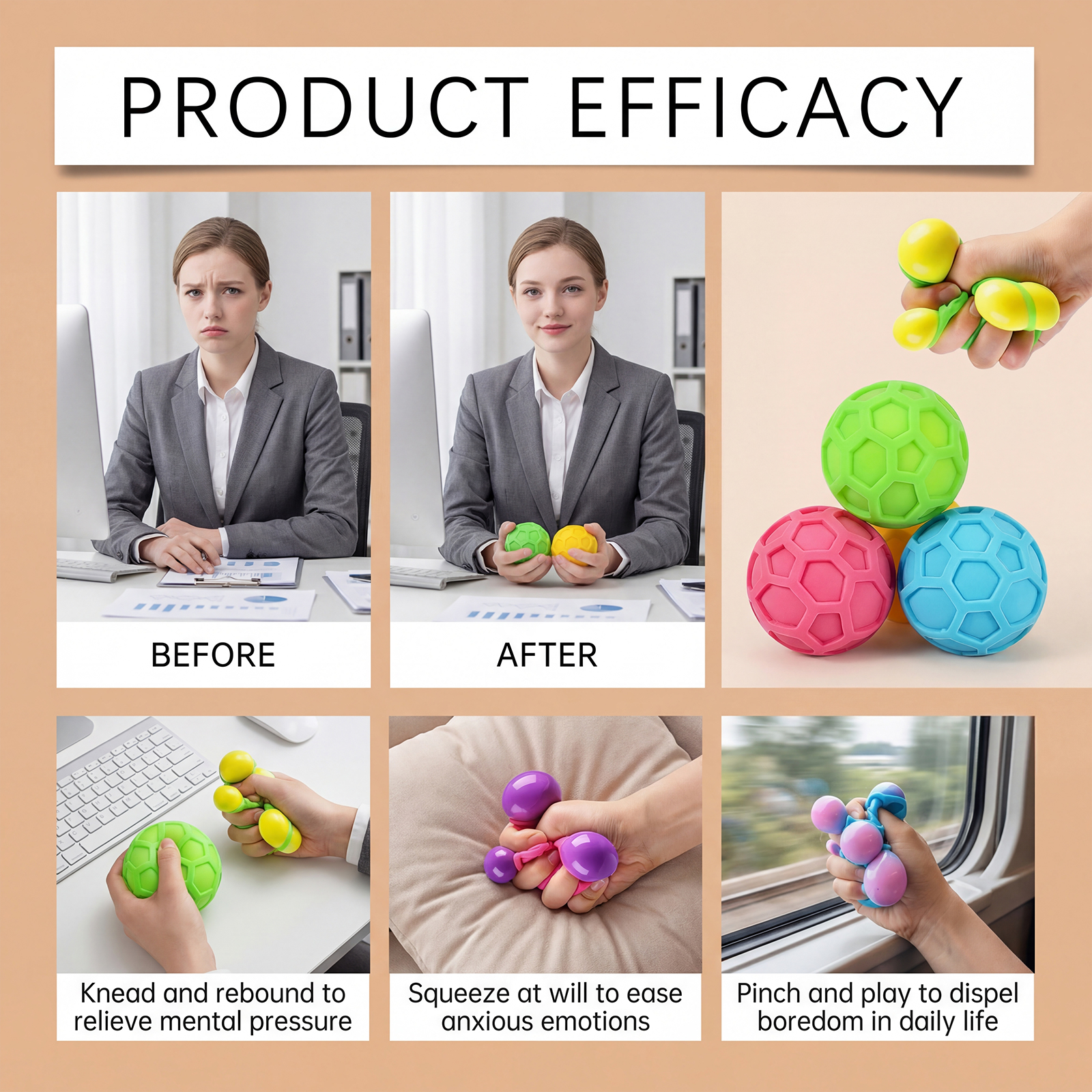 (Yellow) Yellow Soft Squeeze Stress Relief Ball Cute Tiny Slow Rebound Soft Portable Daily Relax Healing Toy