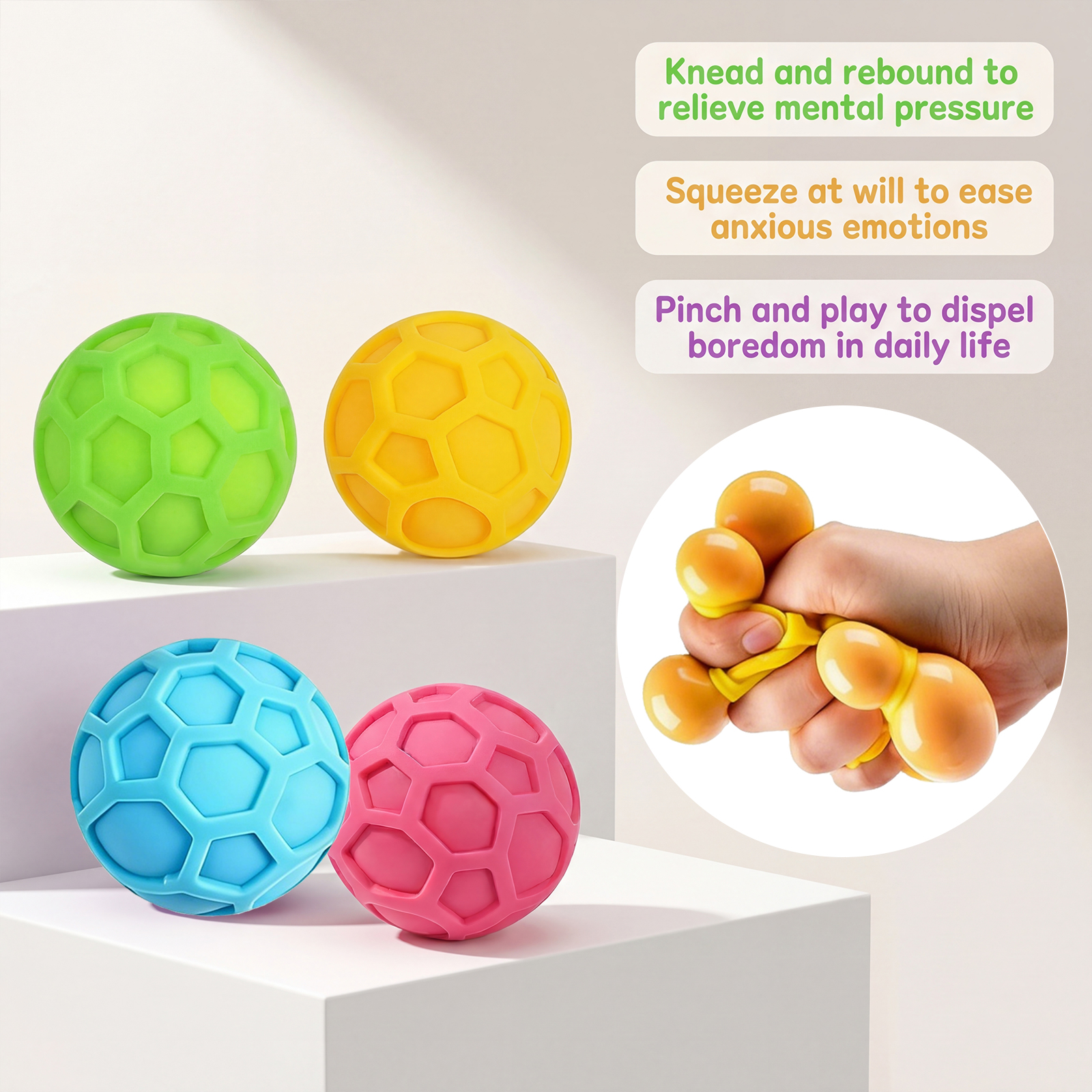 (Yellow) Yellow Soft Squeeze Stress Relief Ball Cute Tiny Slow Rebound Soft Portable Daily Relax Healing Toy