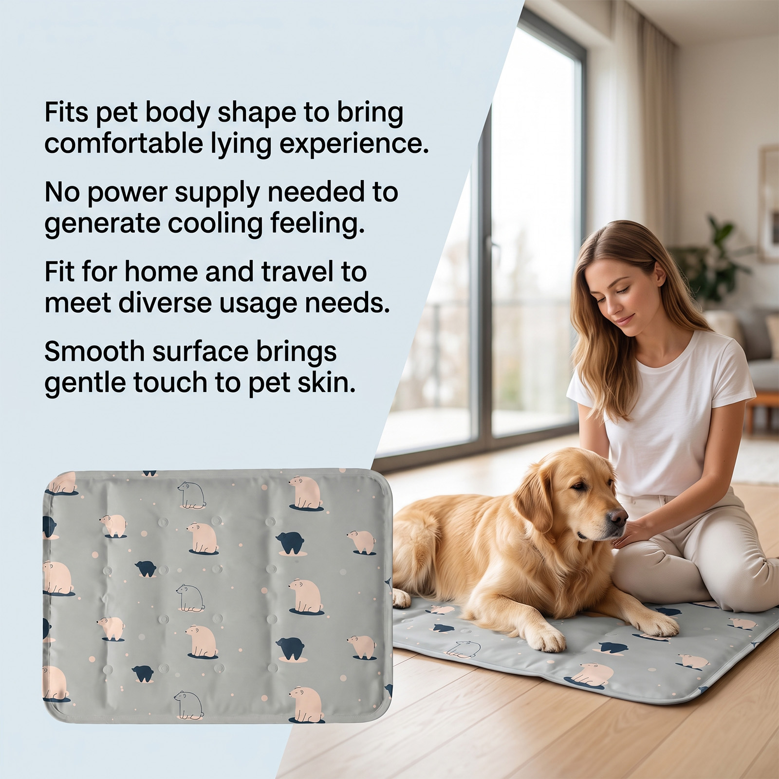 Pet Cooling Mat Foldable Scratch Resistant Summer Gel Heat Dissipation Comfort Cool For Cats Dogs