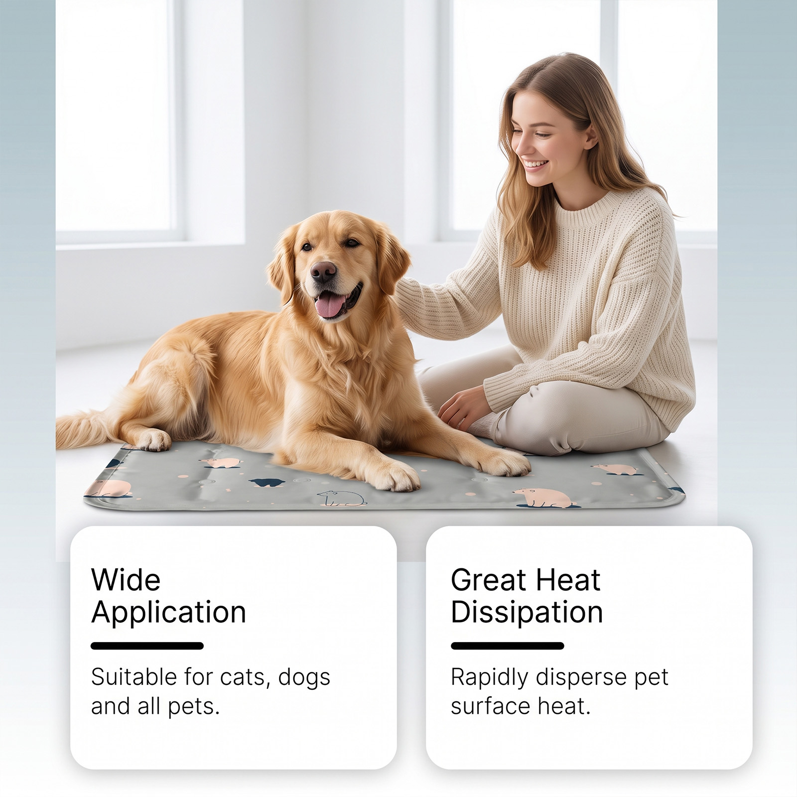 Pet Cooling Mat Foldable Scratch Resistant Summer Gel Heat Dissipation Comfort Cool For Cats Dogs