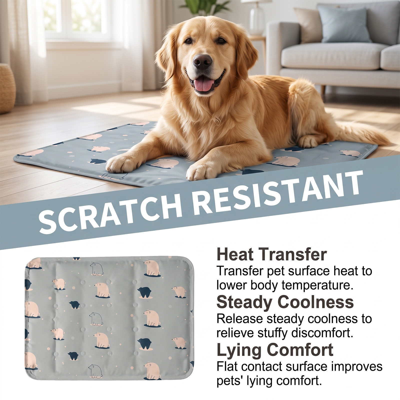 Pet Cooling Mat Foldable Scratch Resistant Summer Gel Heat Dissipation Comfort Cool For Cats Dogs