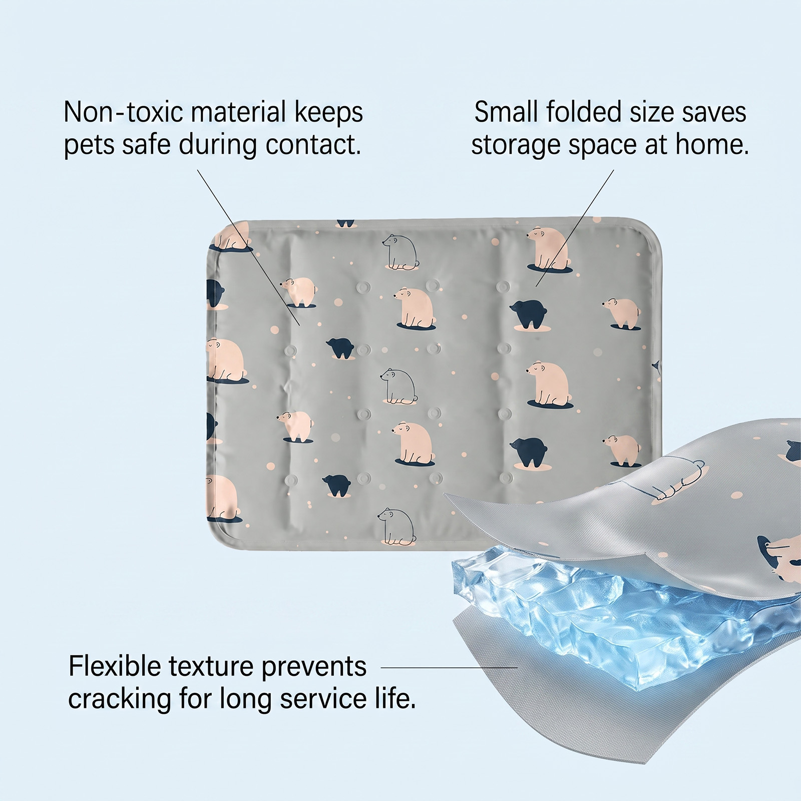 Pet Cooling Mat Foldable Scratch Resistant Summer Gel Heat Dissipation Comfort Cool For Cats Dogs