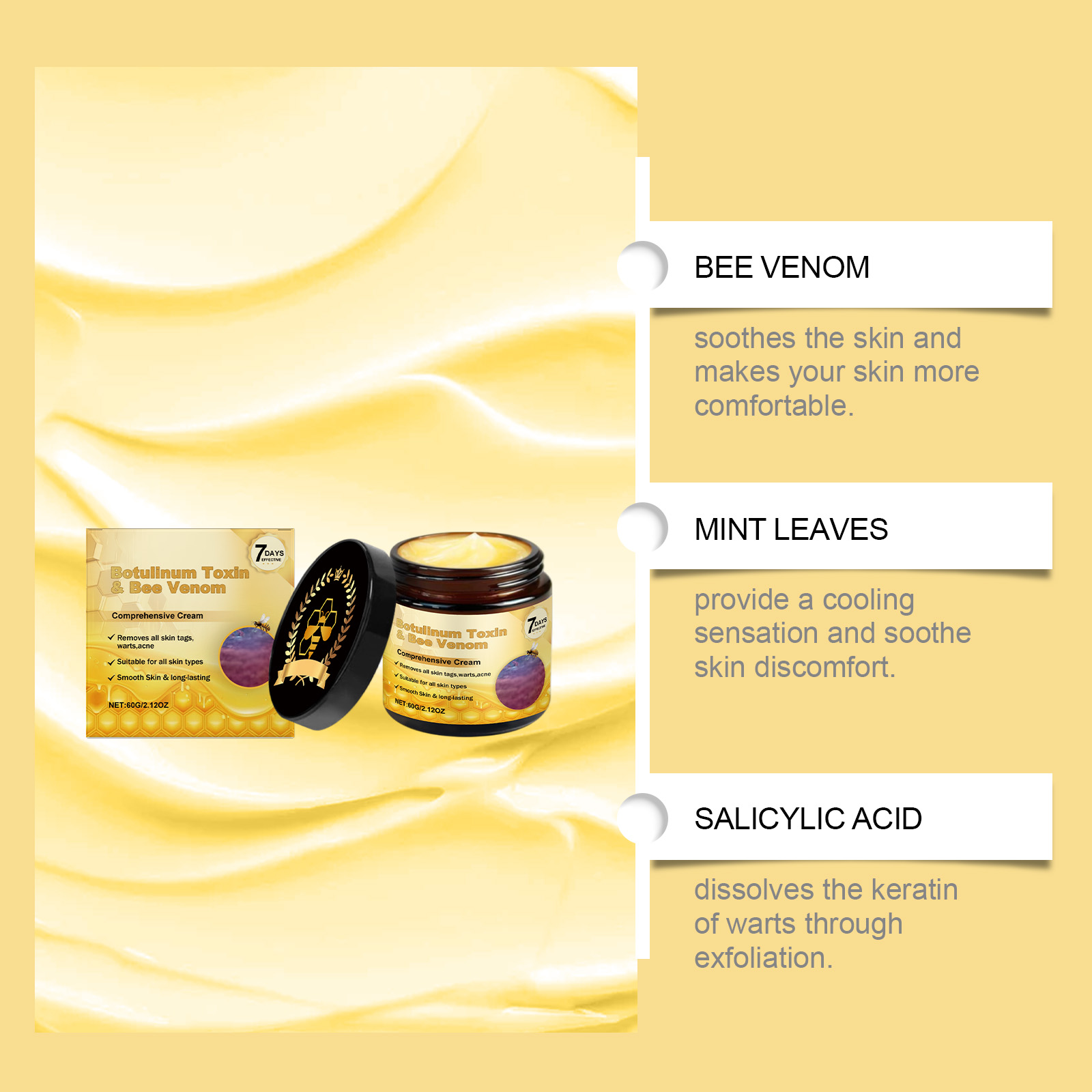 Bee Venom Skin Care Cream Gentle Nourishing Formula For Daily Body Cleansing And Smooth Complexion