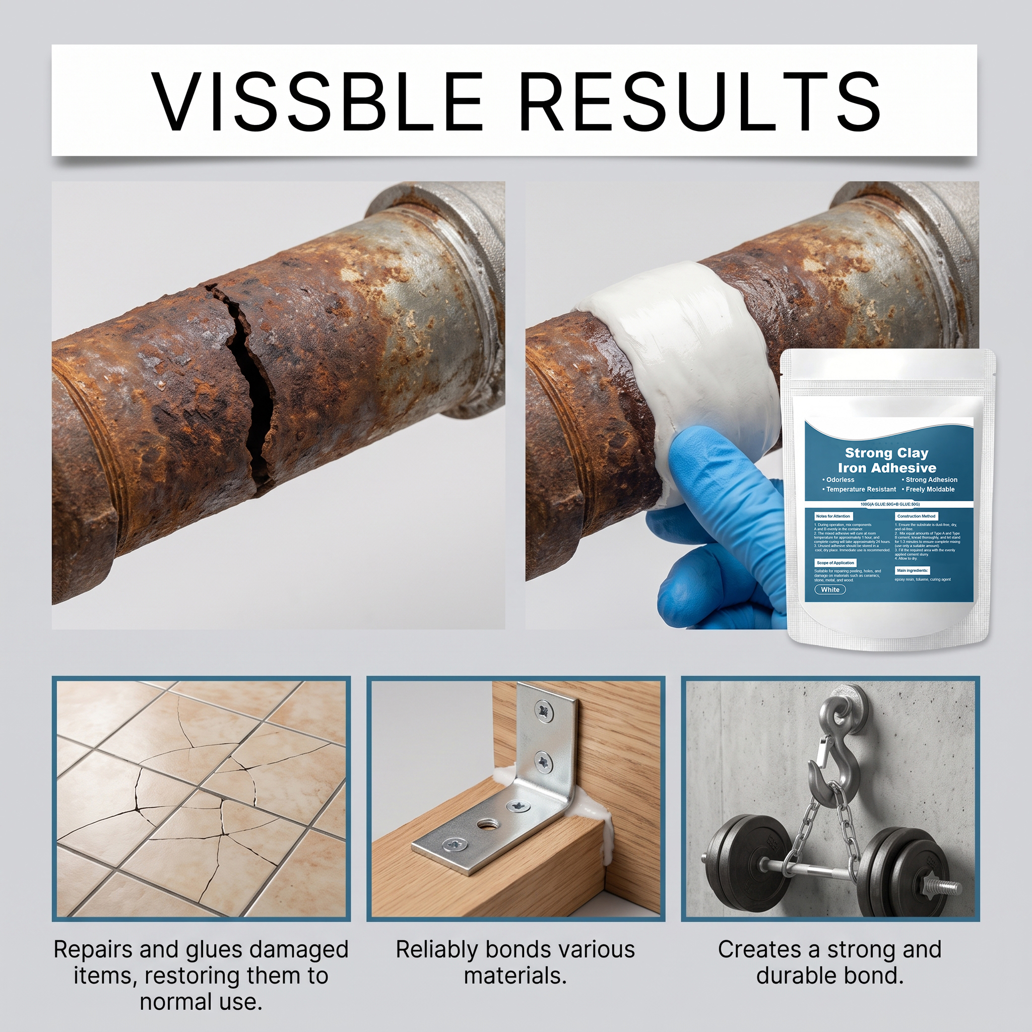 Multi Functional AB Repair Adhesive Metal Ceramic Wood Crack Hole Bonding Daily Strong
