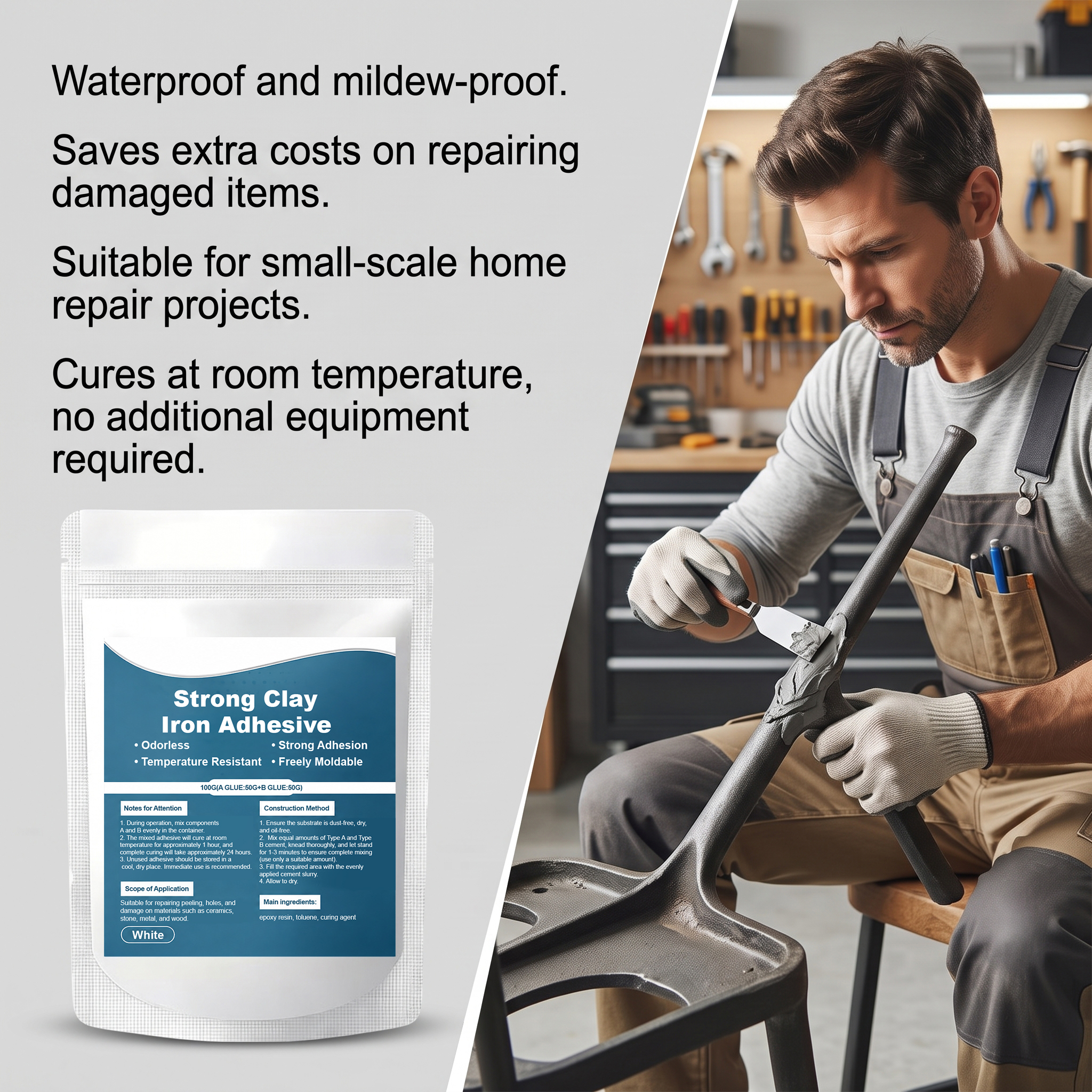 Multi Functional AB Repair Adhesive Metal Ceramic Wood Crack Hole Bonding Daily Strong