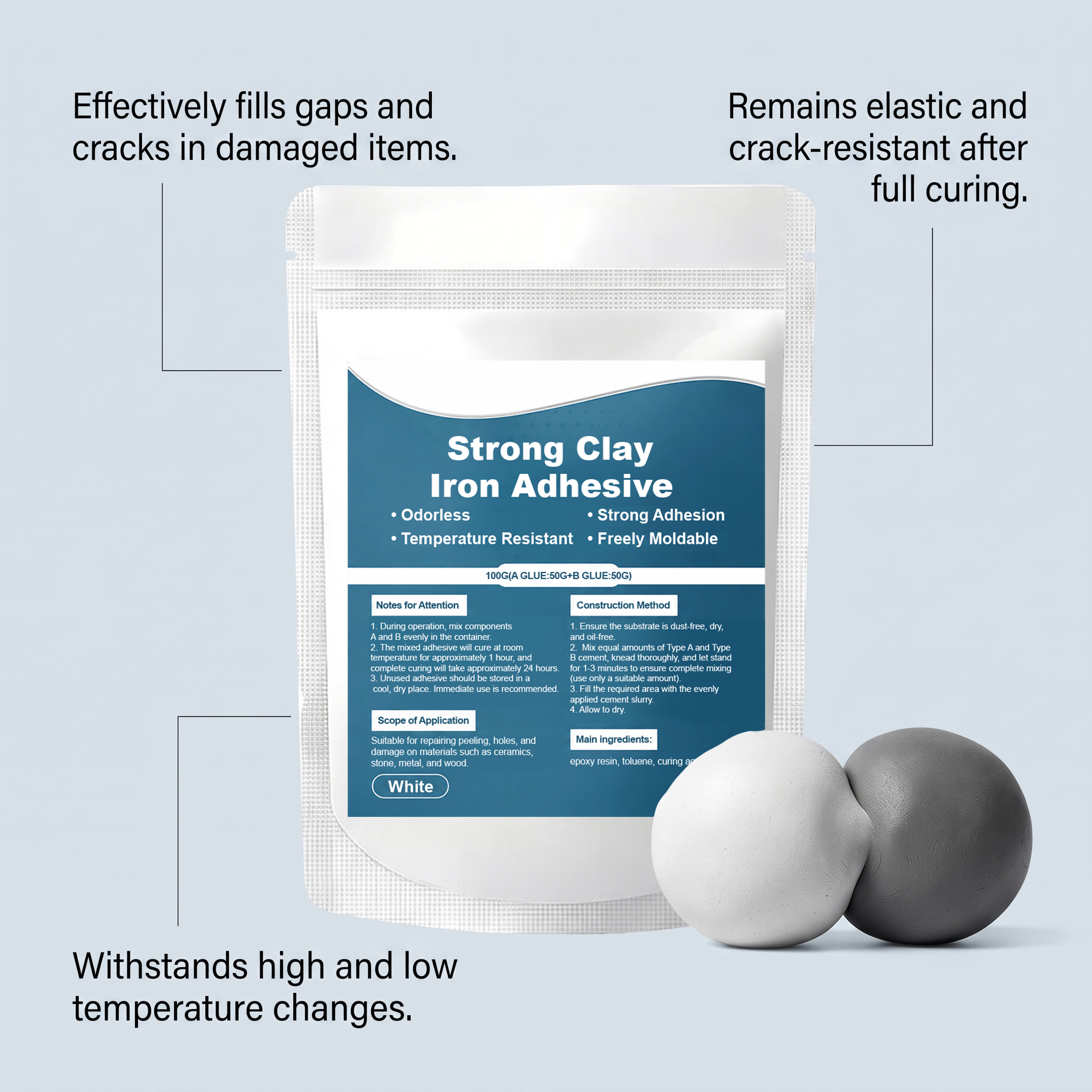 Multi Functional AB Repair Adhesive Metal Ceramic Wood Crack Hole Bonding Daily Strong