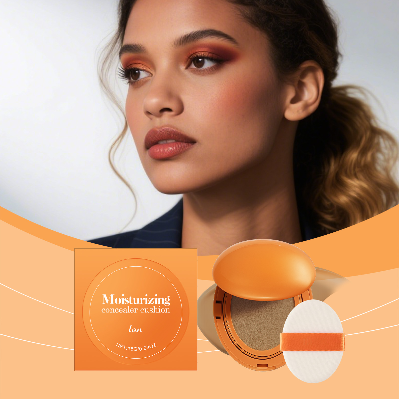 (Brown) Moisturizing Concealer Cushion Natural Longlasting Light Close Fit Tone Modify Hydrating Matte Facial Daily Makeup