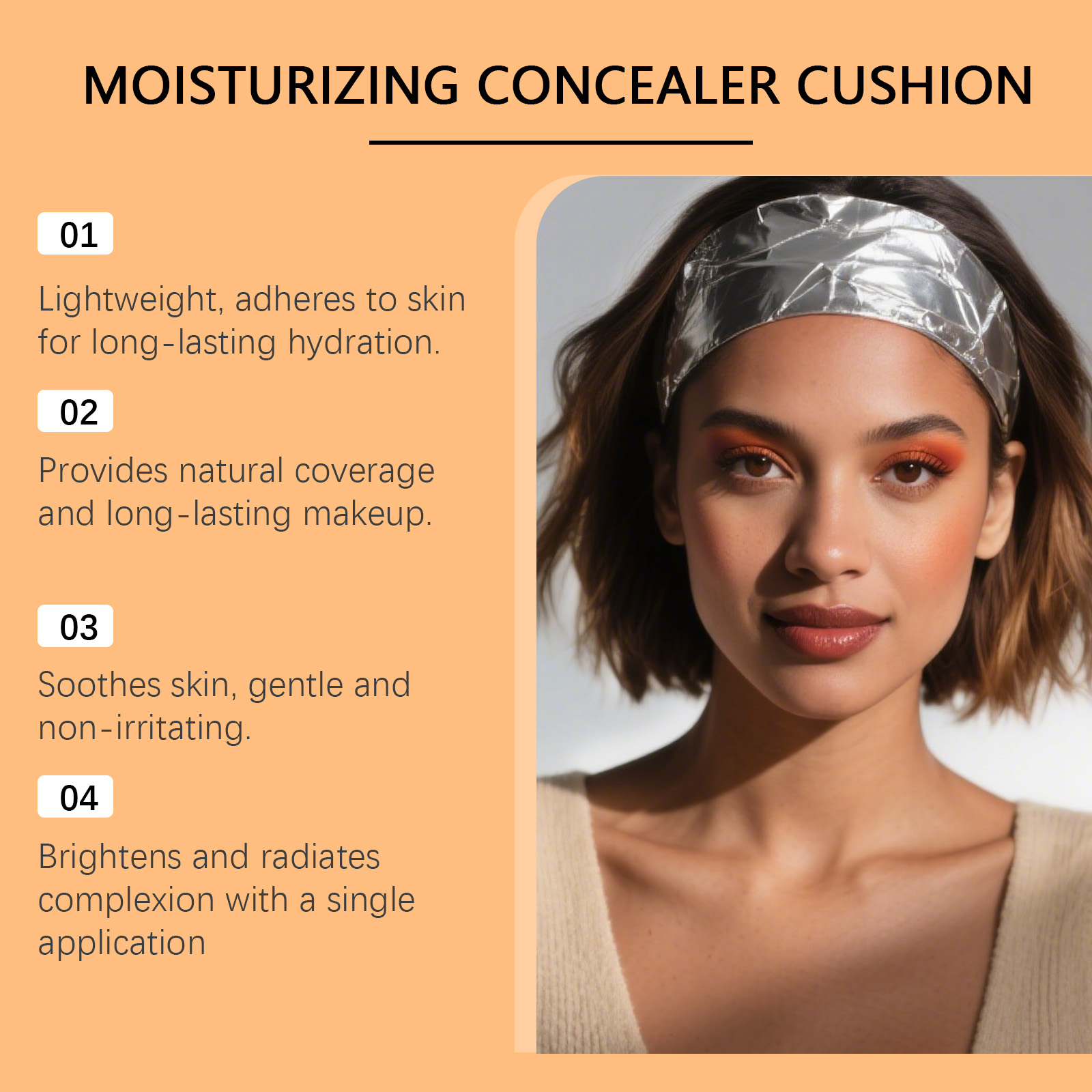 (Brown) Moisturizing Concealer Cushion Natural Longlasting Light Close Fit Tone Modify Hydrating Matte Facial Daily Makeup