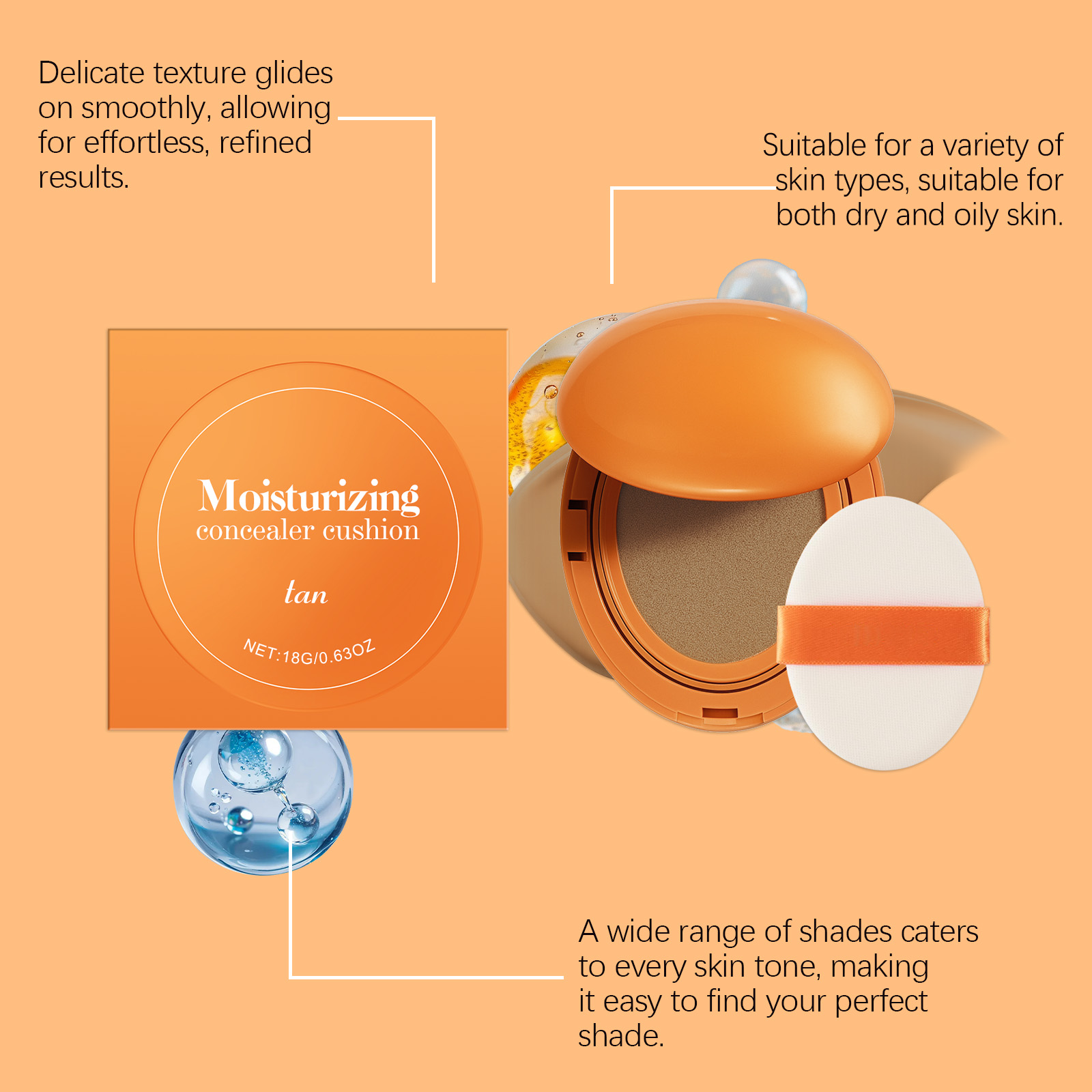 (Brown) Moisturizing Concealer Cushion Natural Longlasting Light Close Fit Tone Modify Hydrating Matte Facial Daily Makeup