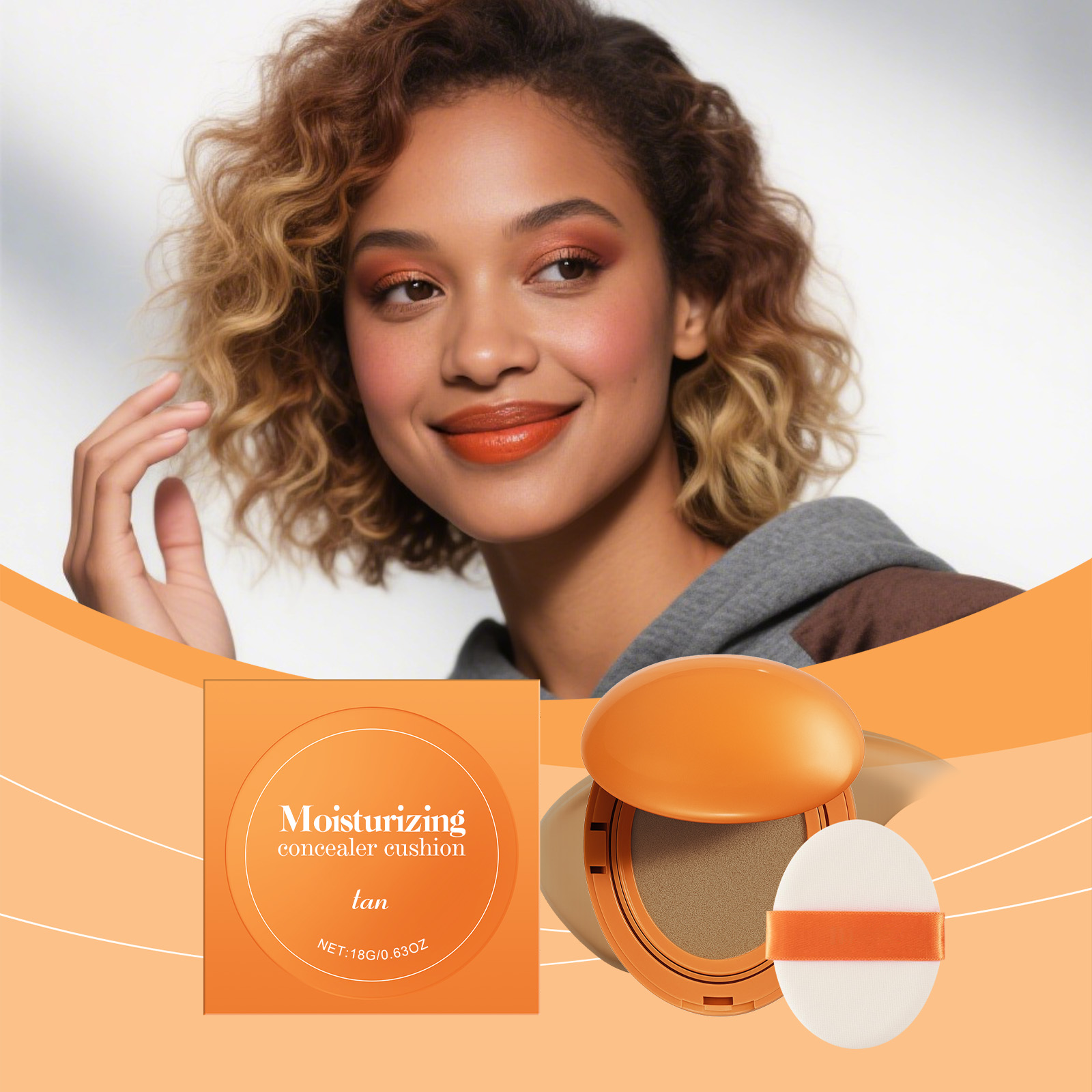 (Brown) Moisturizing Concealer Cushion Natural Longlasting Light Close Fit Tone Modify Hydrating Matte Facial Daily Makeup