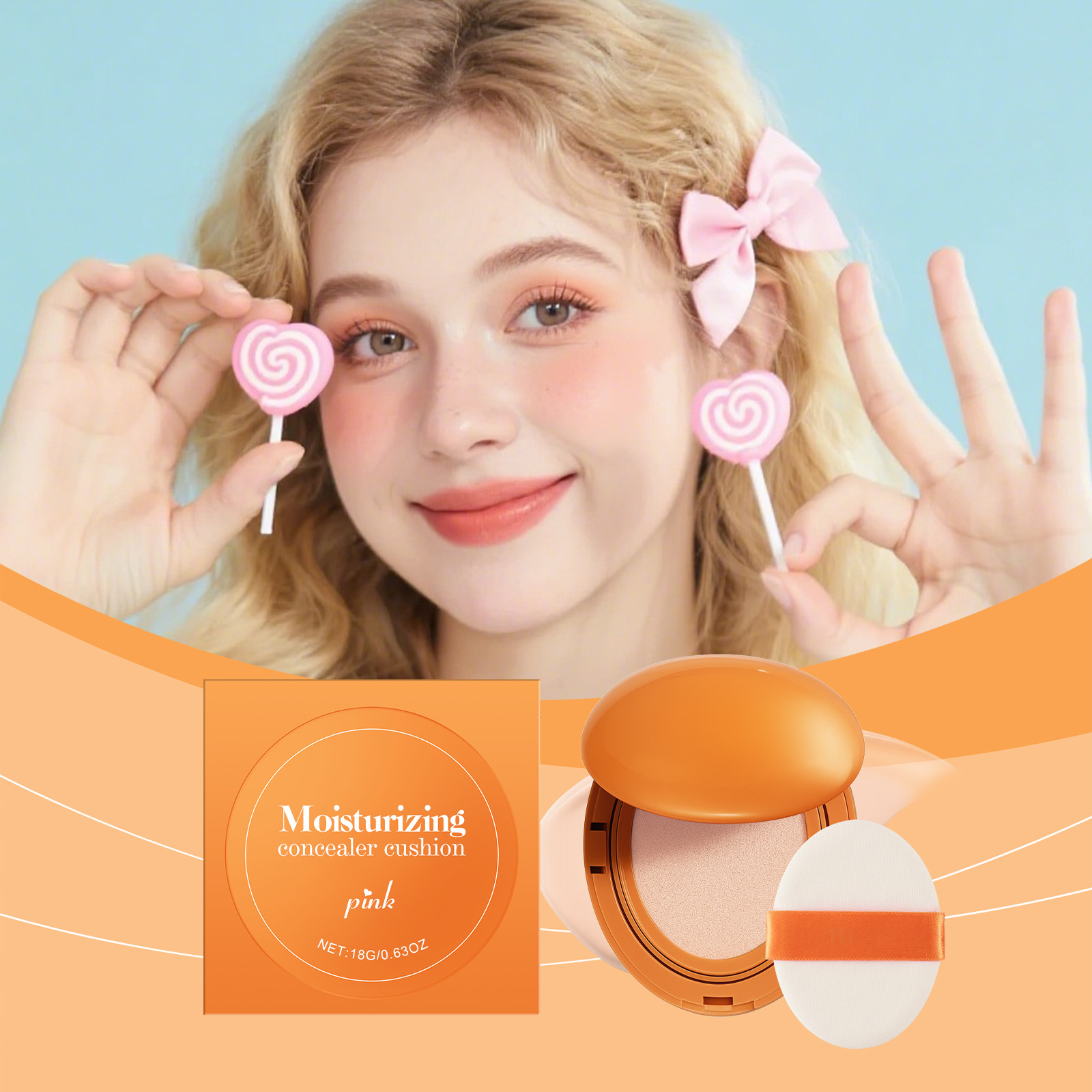 (Brown) Moisturizing Concealer Cushion Natural Longlasting Light Close Fit Tone Modify Hydrating Matte Facial Daily Makeup