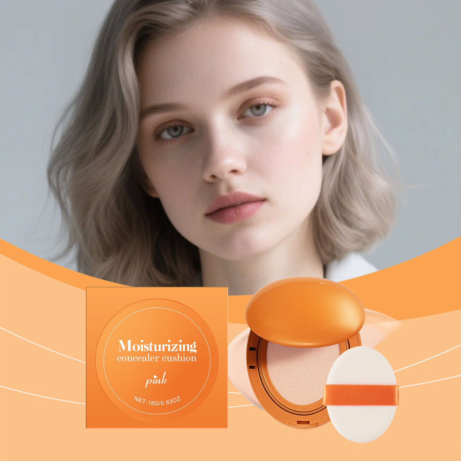 (Brown) Moisturizing Concealer Cushion Natural Longlasting Light Close Fit Tone Modify Hydrating Matte Facial Daily Makeup