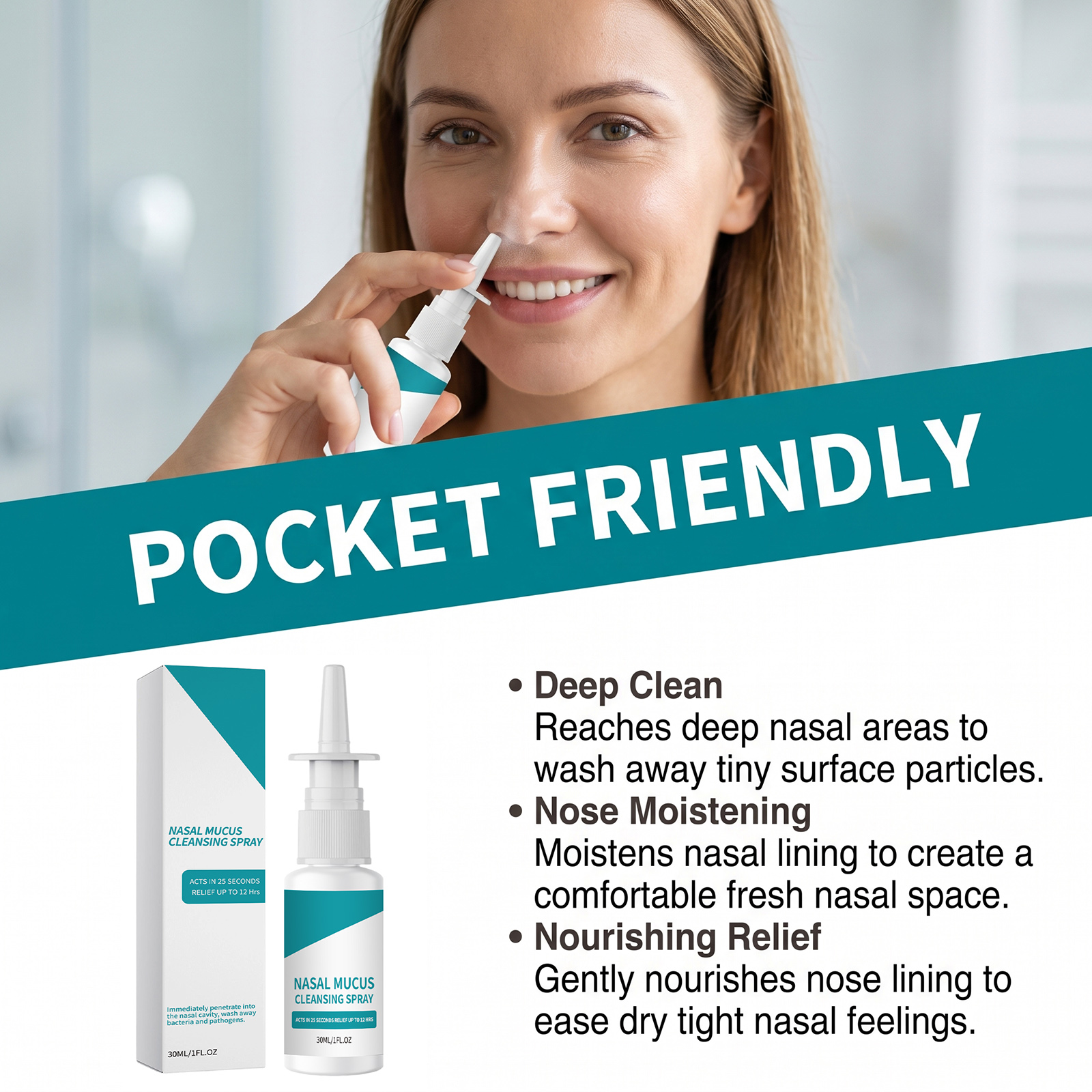 Nasal Mucus Cleansing Spray Mild Formula Cleanses Moisturizes Nasal Interior Comfortable Refreshing Daily Care