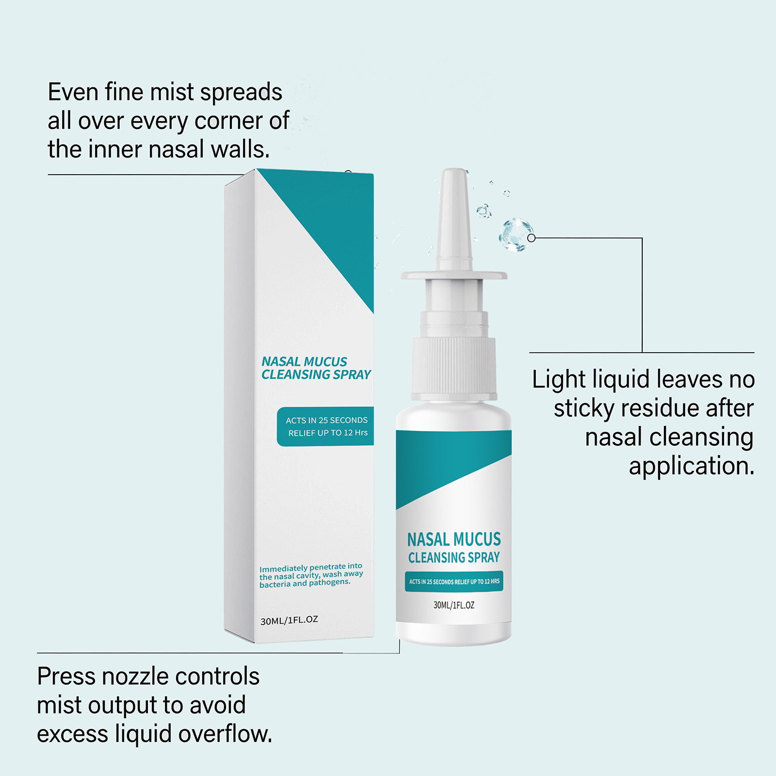 Nasal Mucus Cleansing Spray Mild Formula Cleanses Moisturizes Nasal Interior Comfortable Refreshing Daily Care