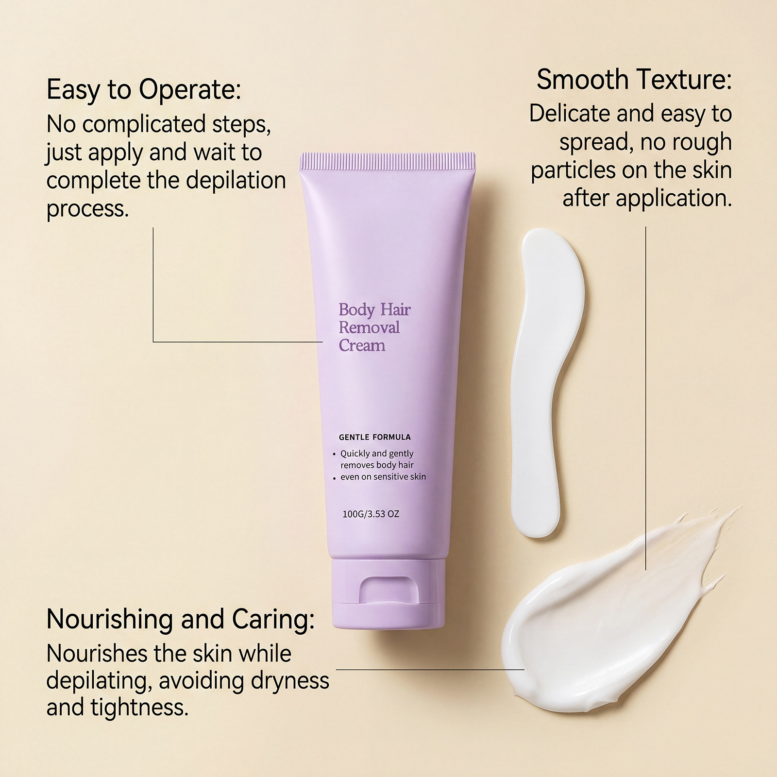Body Depilatory Cream Mild Moisturizing Gentle Skin Cleansing Body Skin Easy Rinse Portable Hair Removal