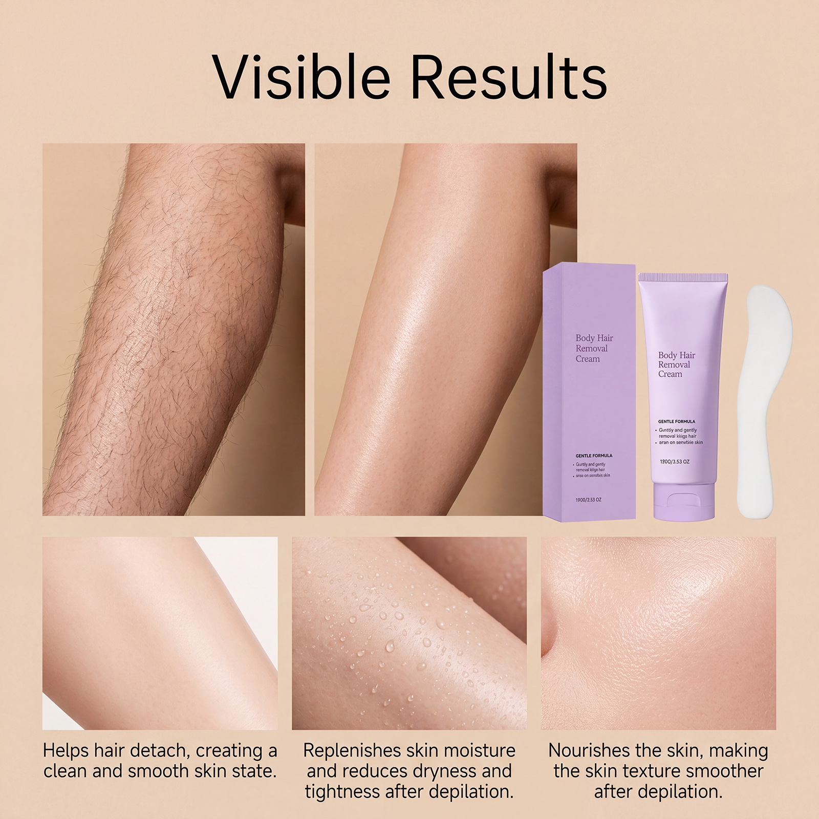 Body Depilatory Cream Mild Moisturizing Gentle Skin Cleansing Body Skin Easy Rinse Portable Hair Removal