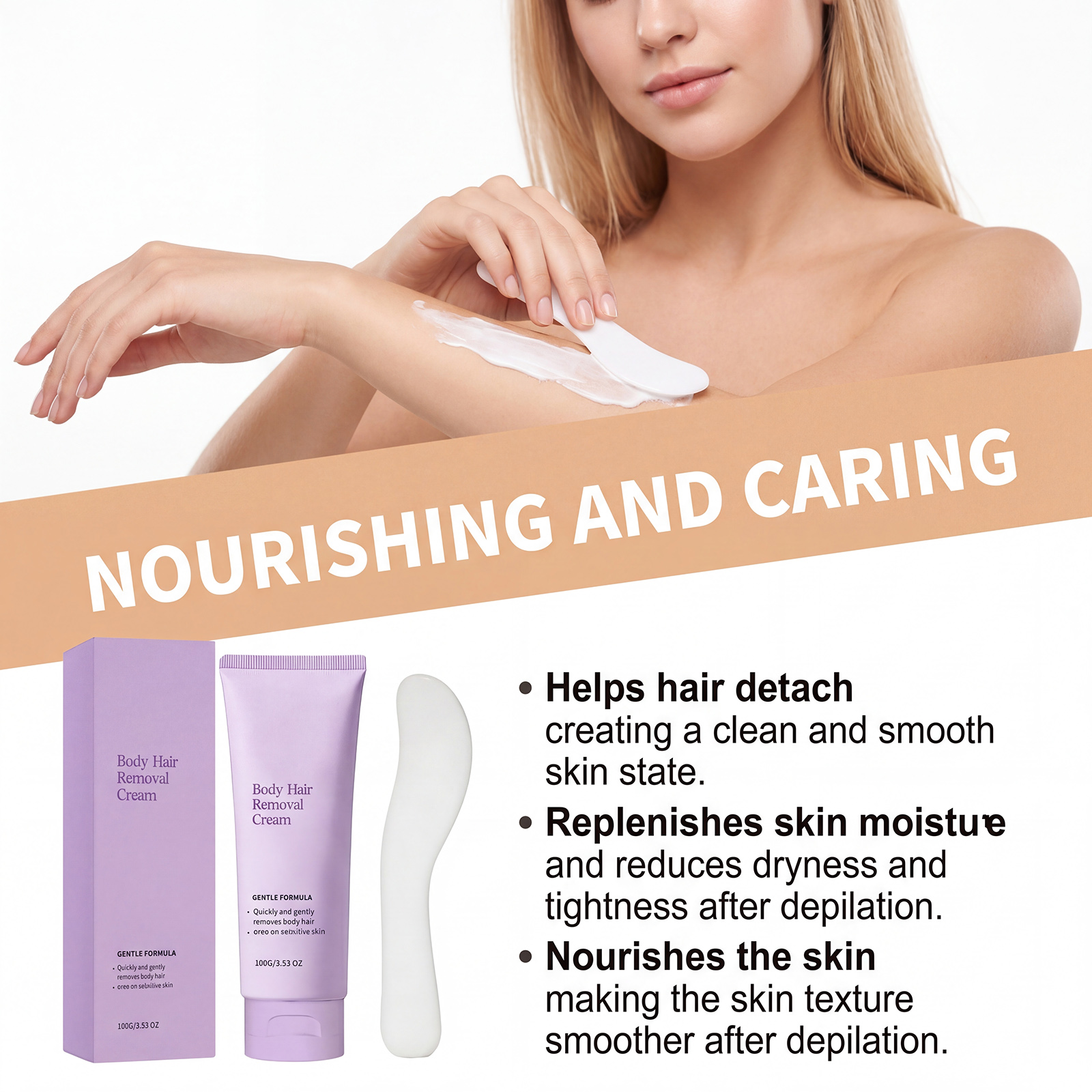 Body Depilatory Cream Mild Moisturizing Gentle Skin Cleansing Body Skin Easy Rinse Portable Hair Removal