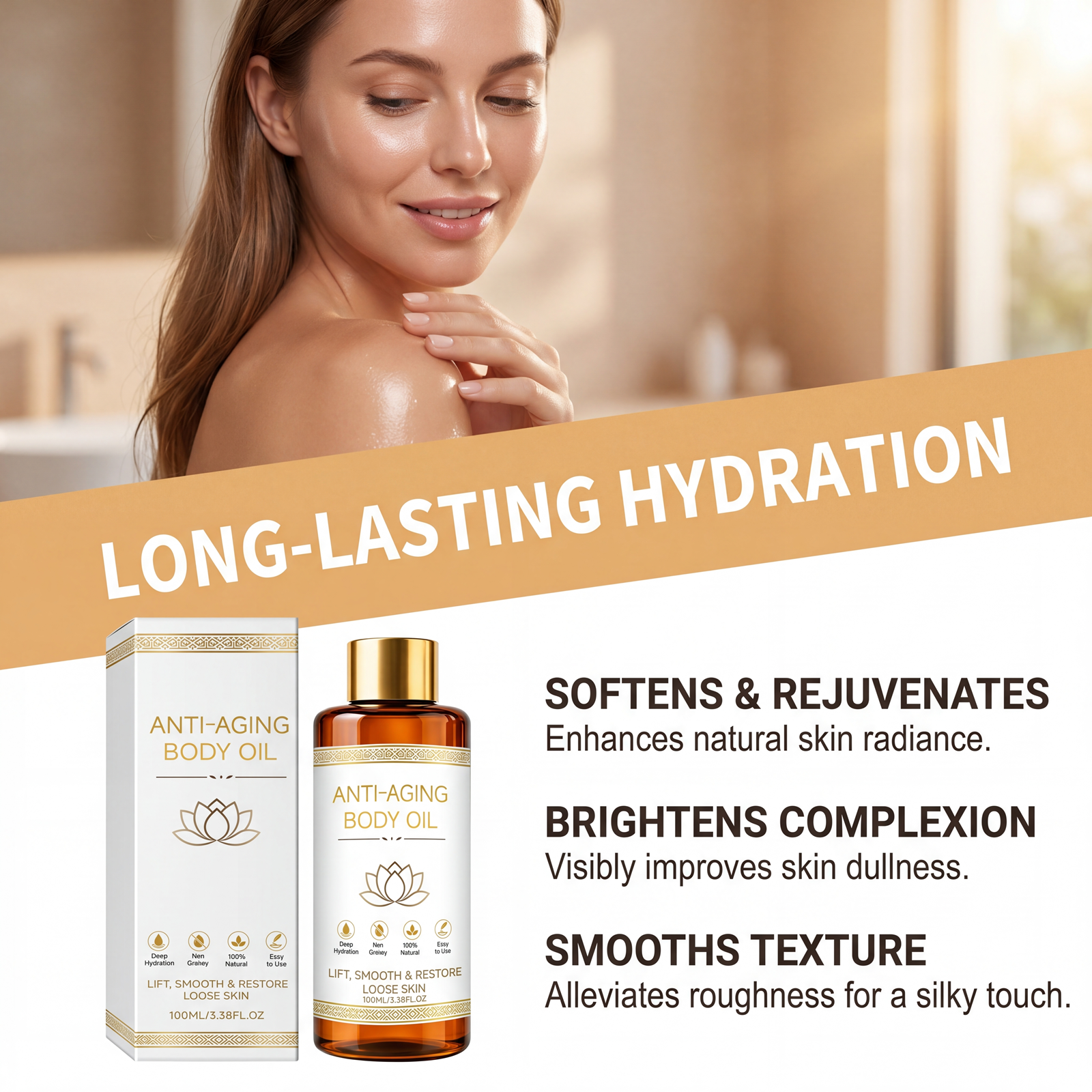 Body Oil Firming Texture Skin Smoothing Hydrating Locking Brightening Complexion Whole Body Care
