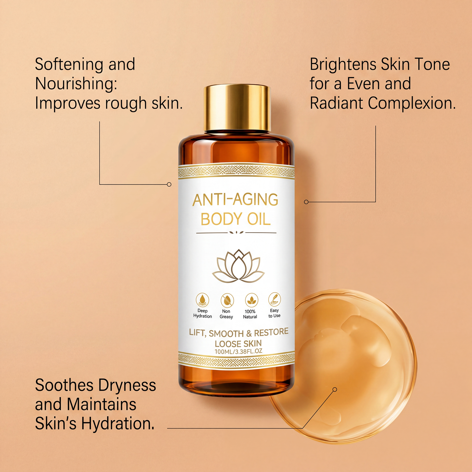Body Oil Firming Texture Skin Smoothing Hydrating Locking Brightening Complexion Whole Body Care