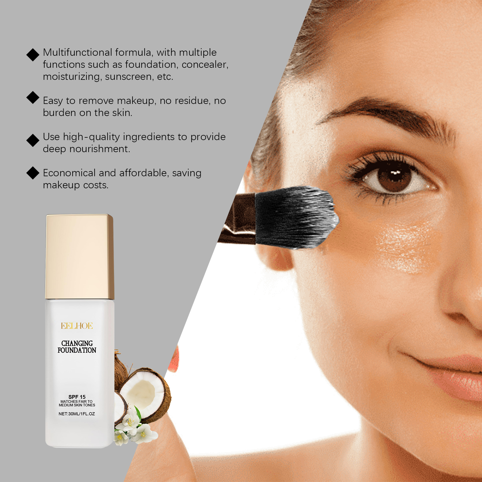 Temperature Changing Foundation Moisturizing Nourishing Natural Light Concealing Brightening Youth Radiant Skin Glow