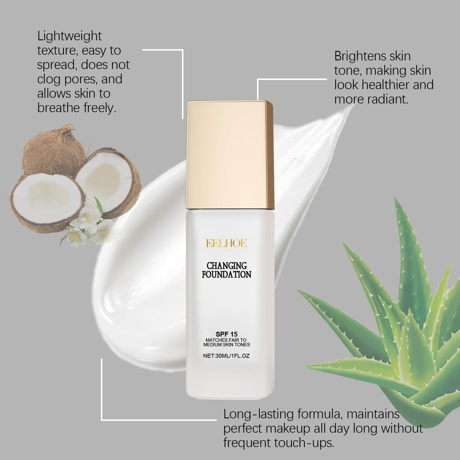 Temperature Changing Foundation Moisturizing Nourishing Natural Light Concealing Brightening Youth Radiant Skin Glow